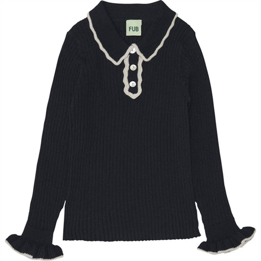 FUB Rib Blouse Dark Navy