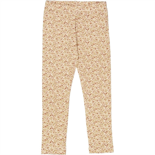 Wheat Eggshell Flowers Jersey Leggings