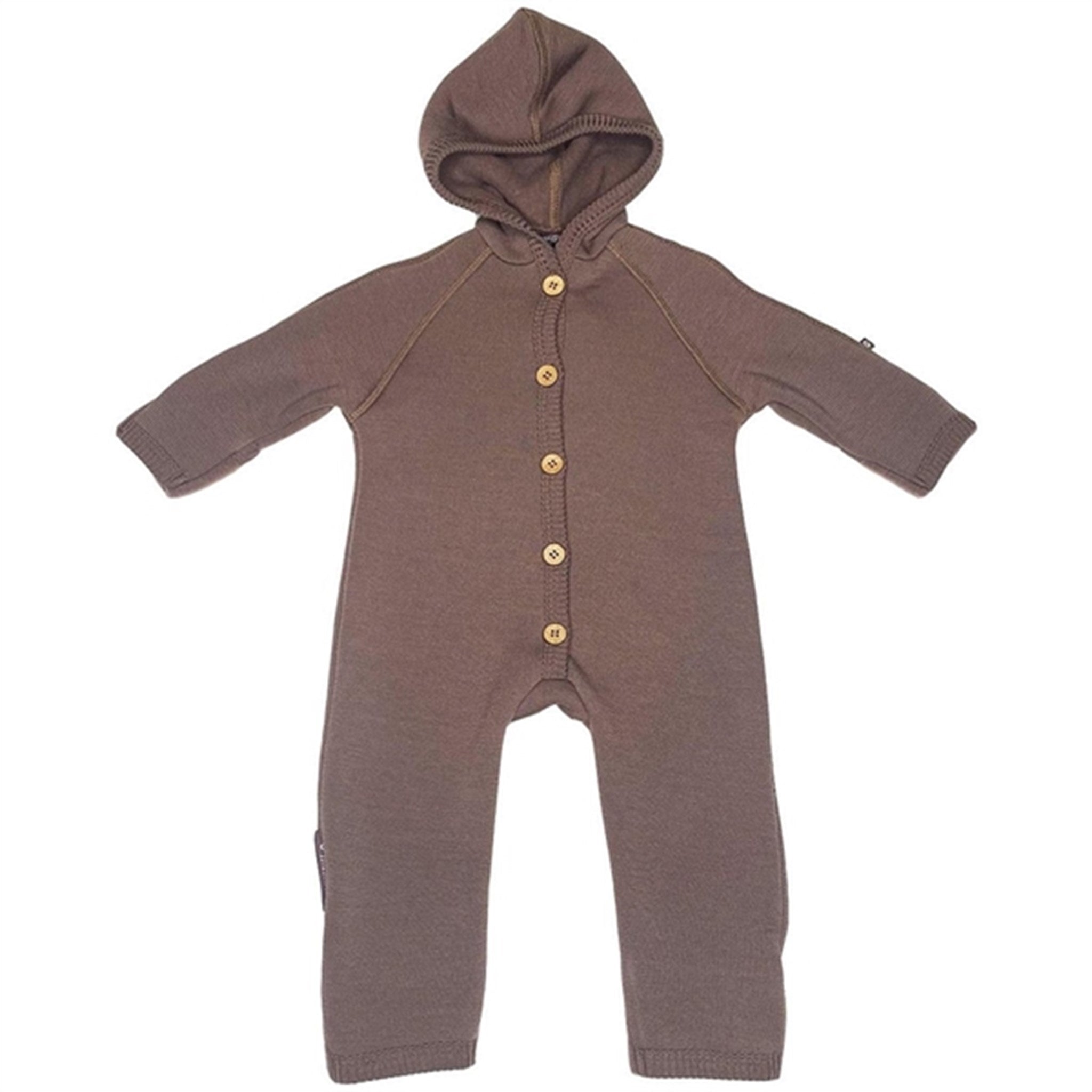 Smallstuff Wool Onesie with Buttons and Hood Rose Brown