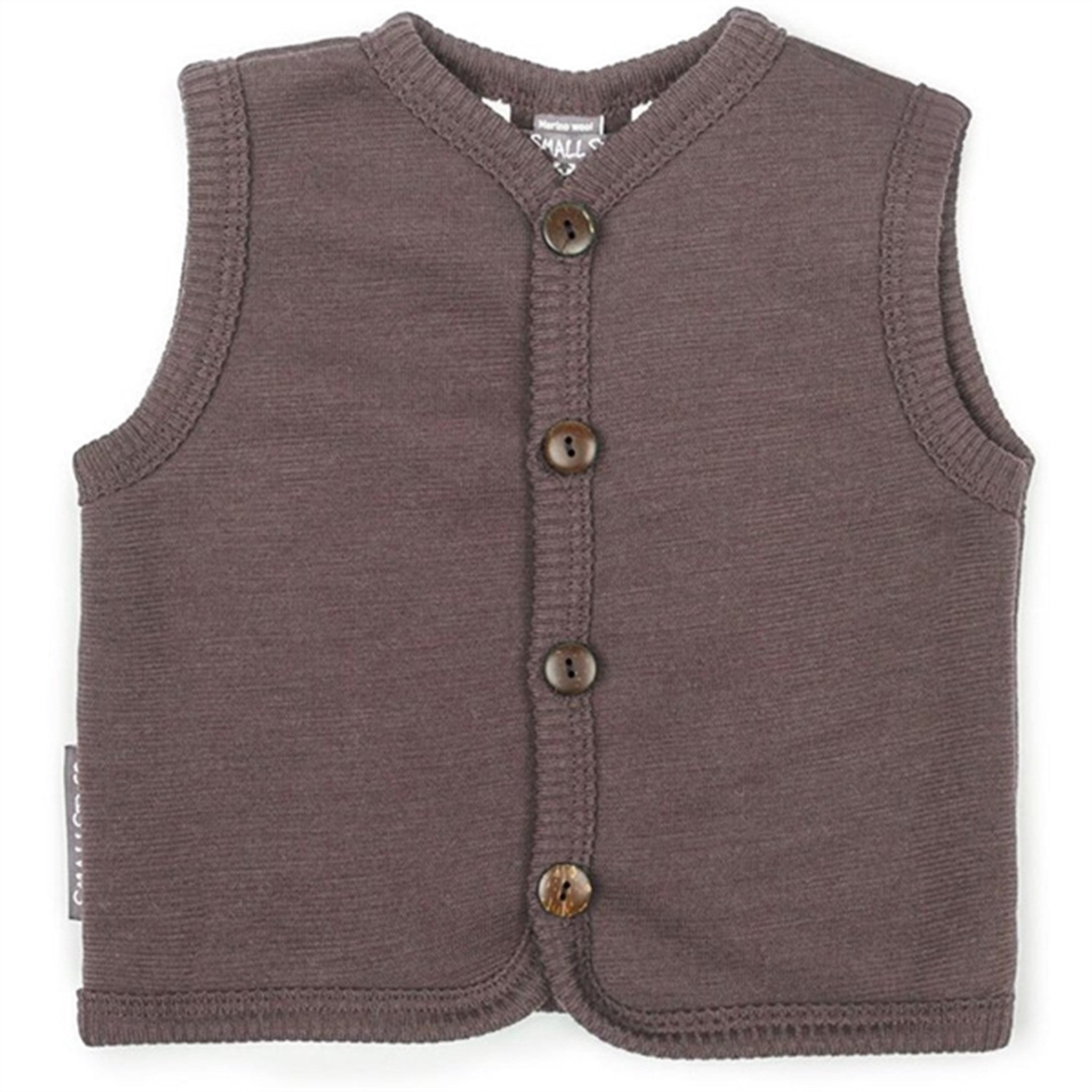 Smallstuff Wool Vest with Buttons Rose Brown