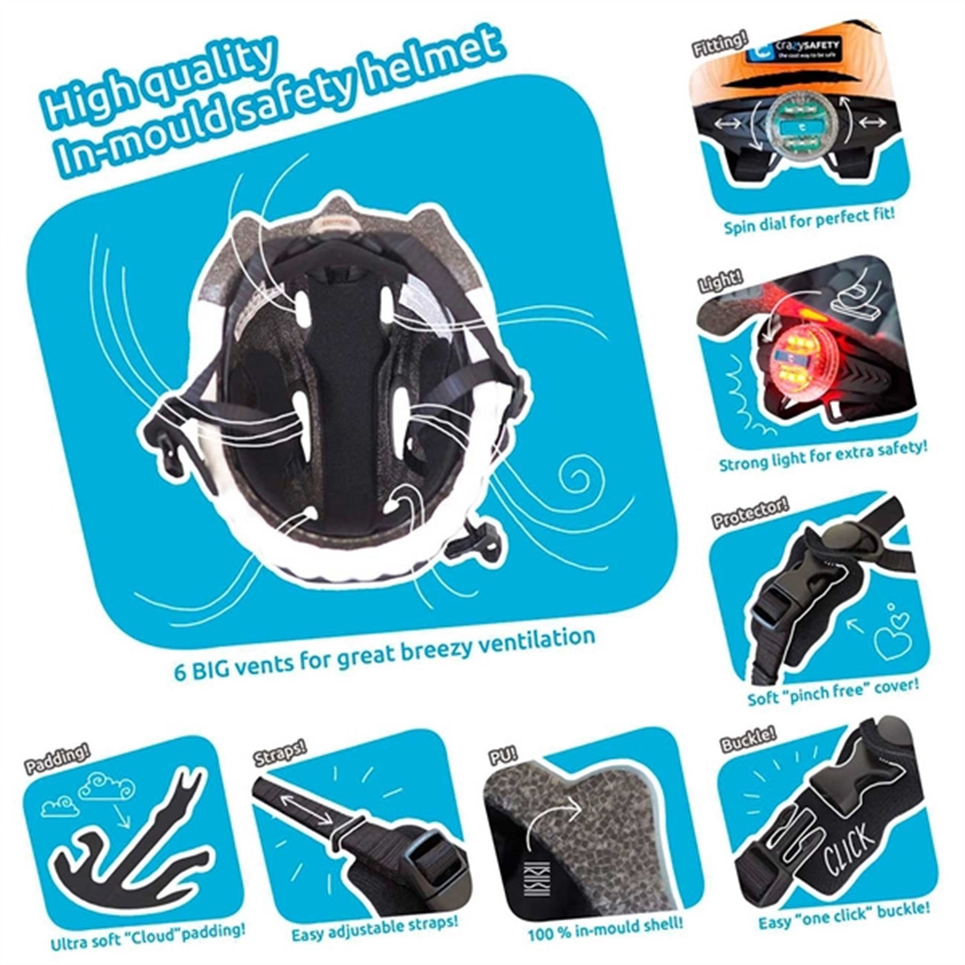 Crazy Safety Zebra Bicycle Helmet Black/White