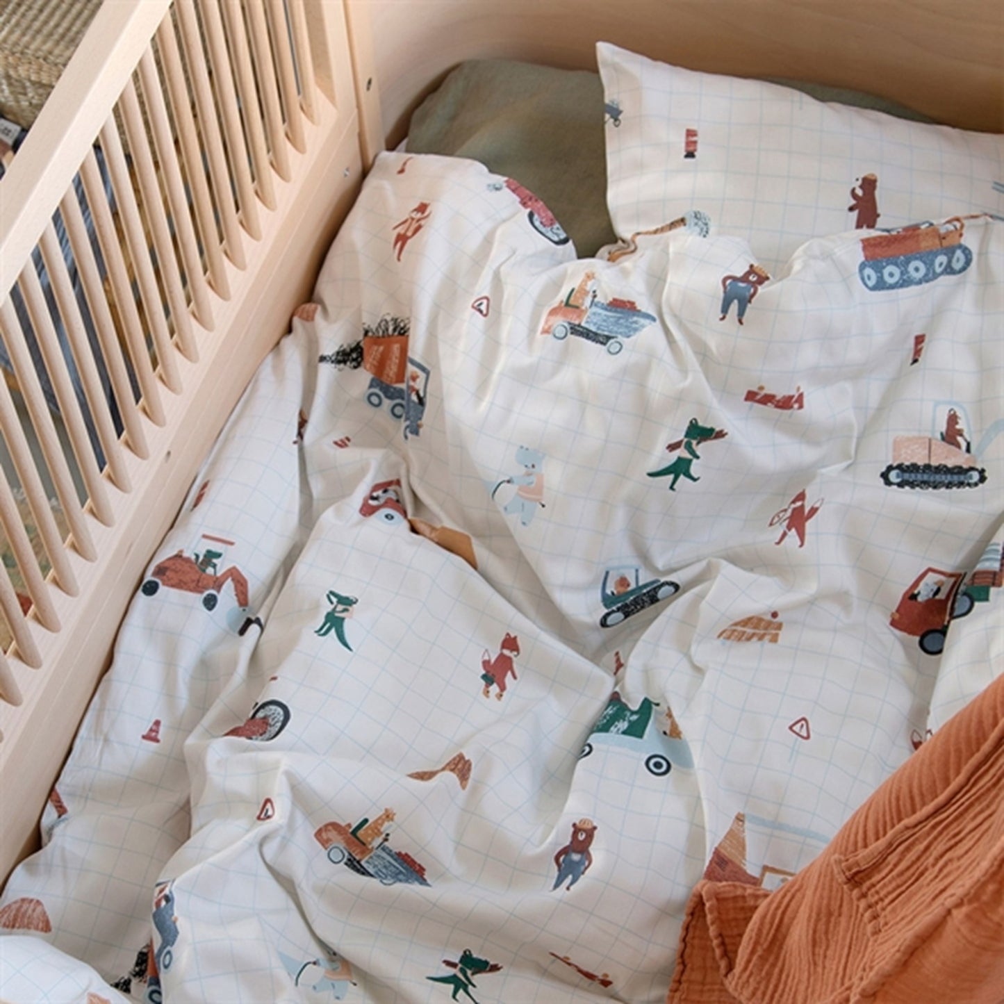 Sebra Bed Linen Busy Builders Blue