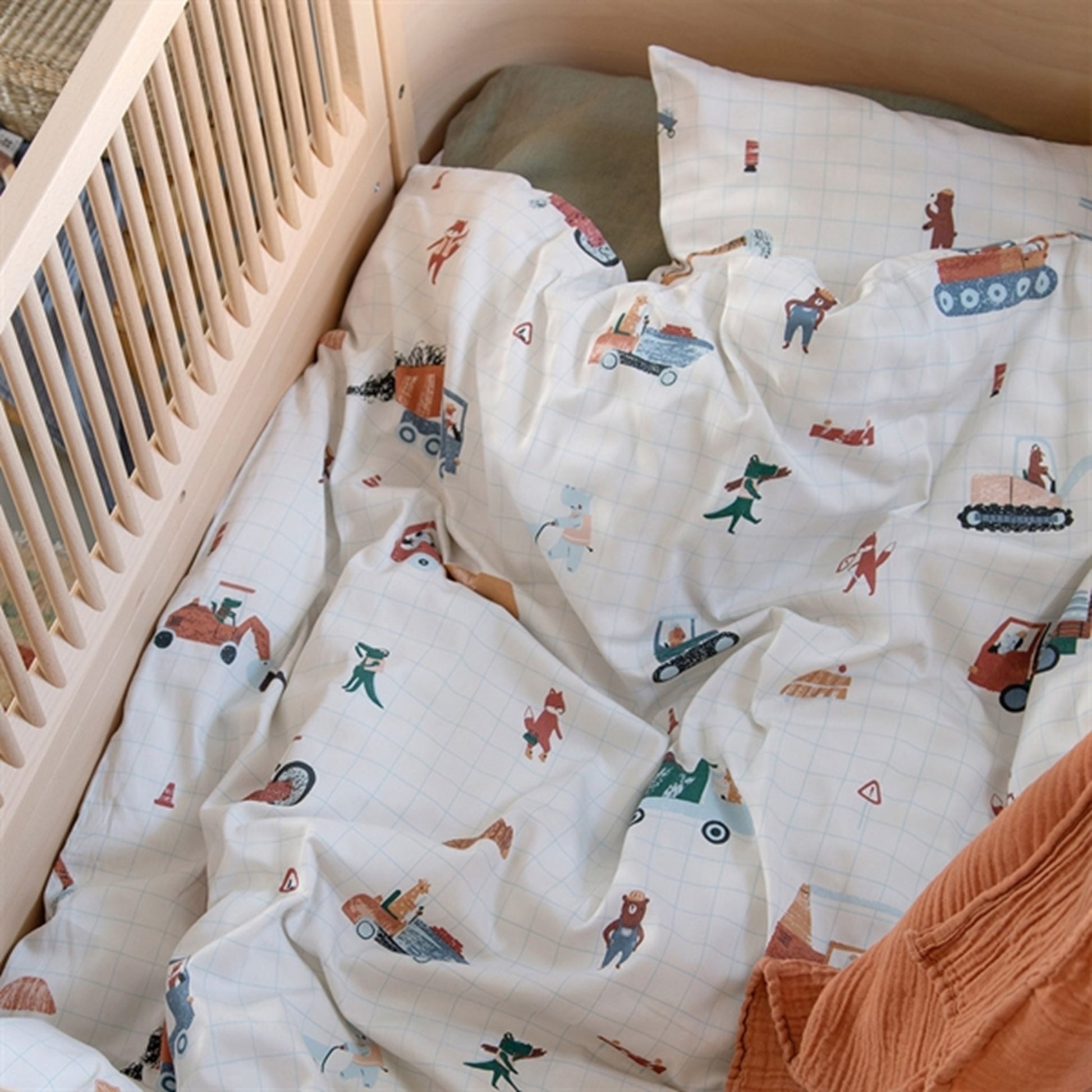 Sebra Bed Linen Busy Builders Blue