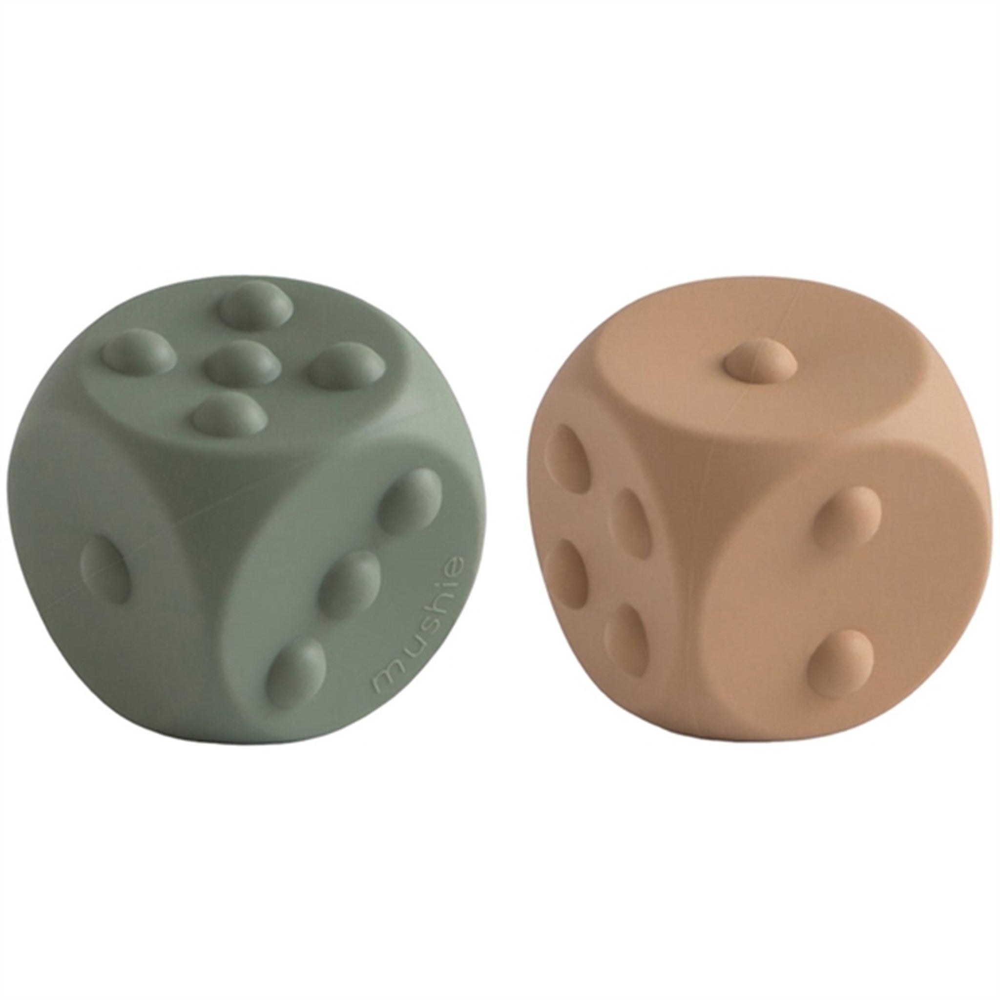 Mushie Silicone Dice Press Toy 2-pack Dried Thyme/Natural