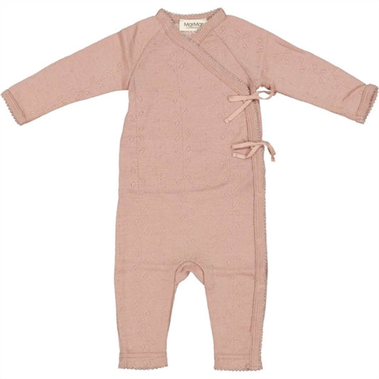 MarMar New Born Wool Pointelle Burnt Rose Rula Romper