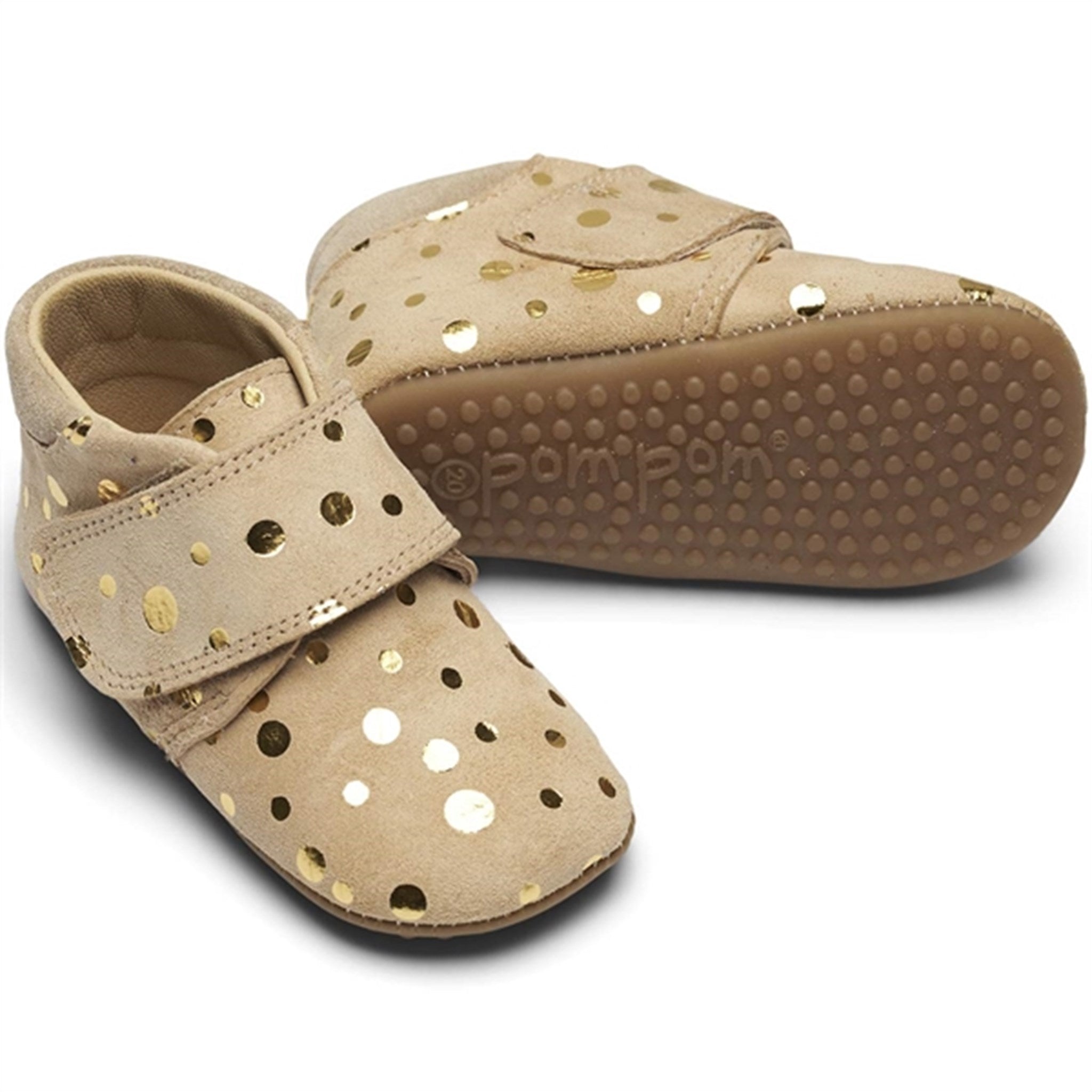 Pom Pom Indoor Shoes (Beige/gold dots) 2