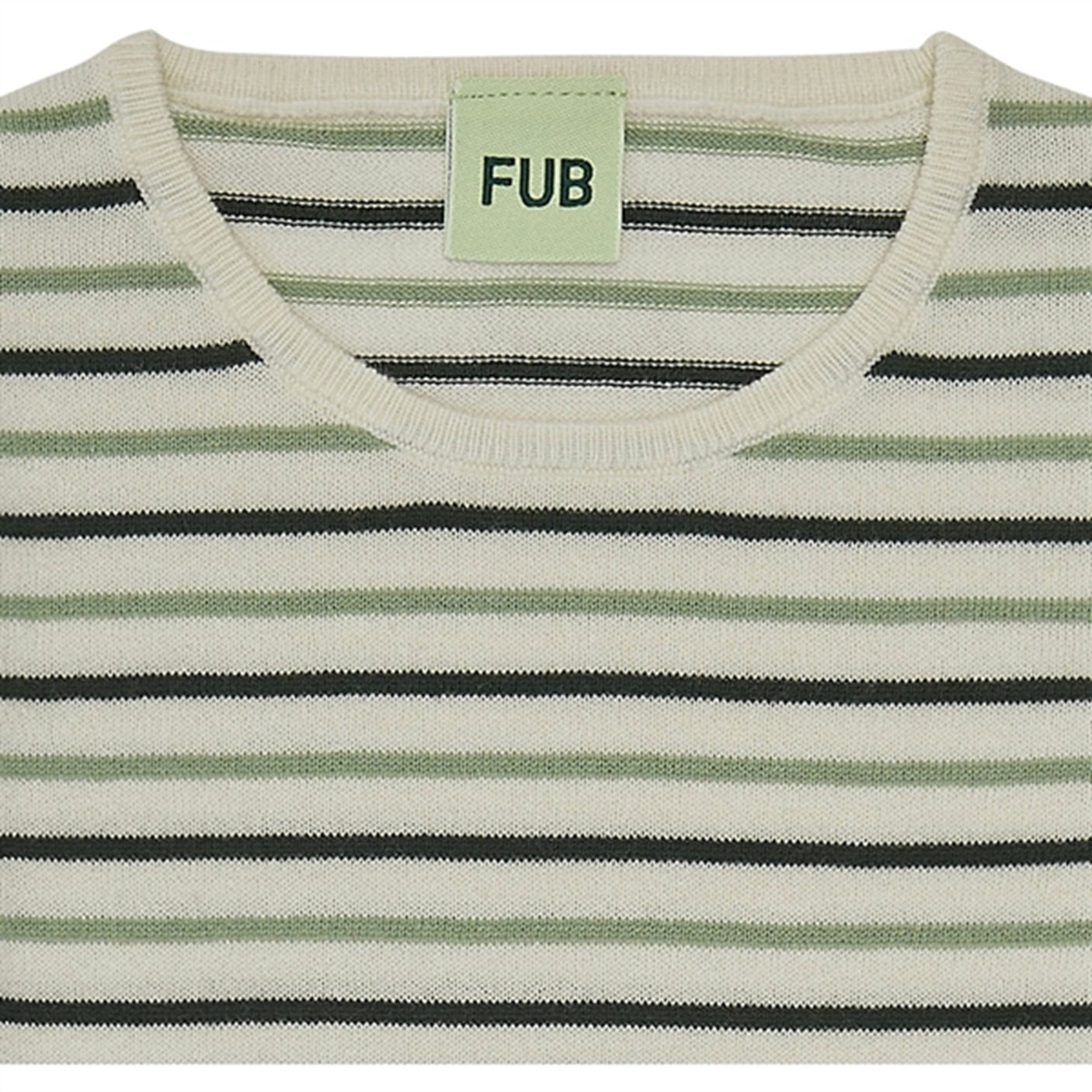 FUB Contrast Striped Blouse Ecru/Deep Green/Leaf