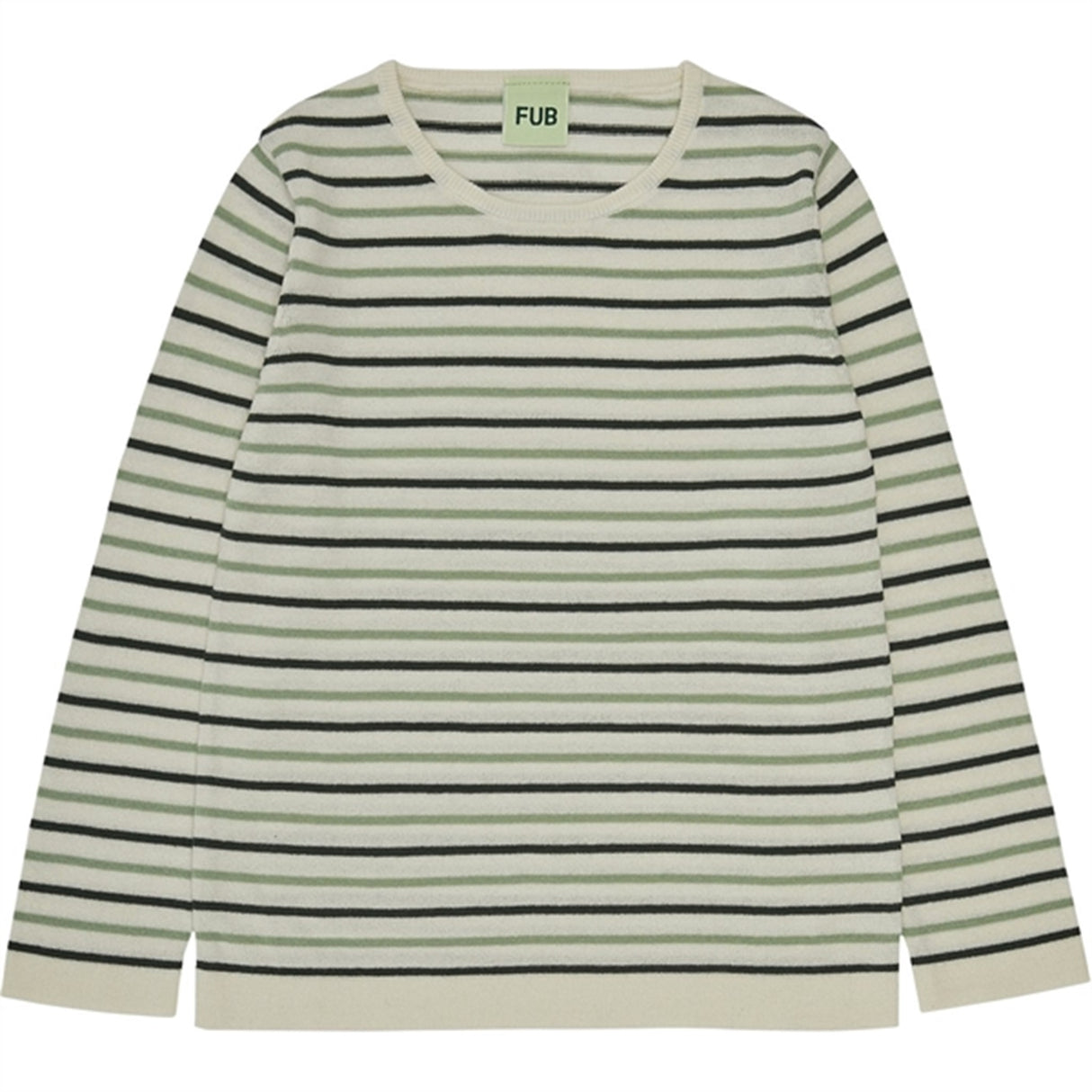 FUB Contrast Striped Blouse Ecru/Deep Green/Leaf