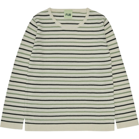 FUB Contrast Striped Blouse Ecru/Deep Green/Leaf