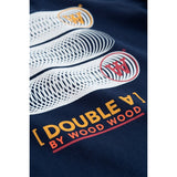 Wood Wood Navy Kim Stackes Logo Bluse