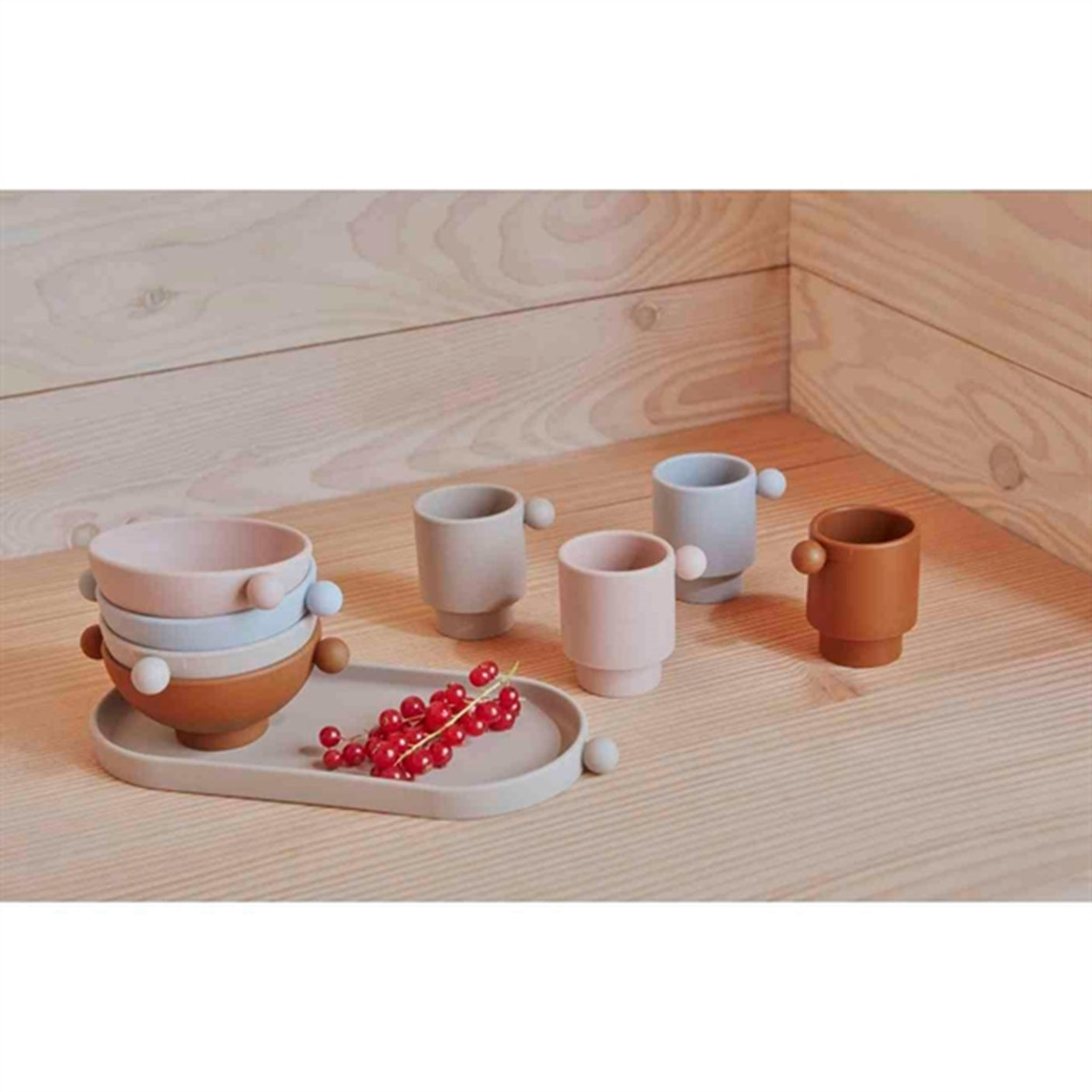 OYOY Tiny Inka Bowl 2-Pack Dusty Blue/Clay 2