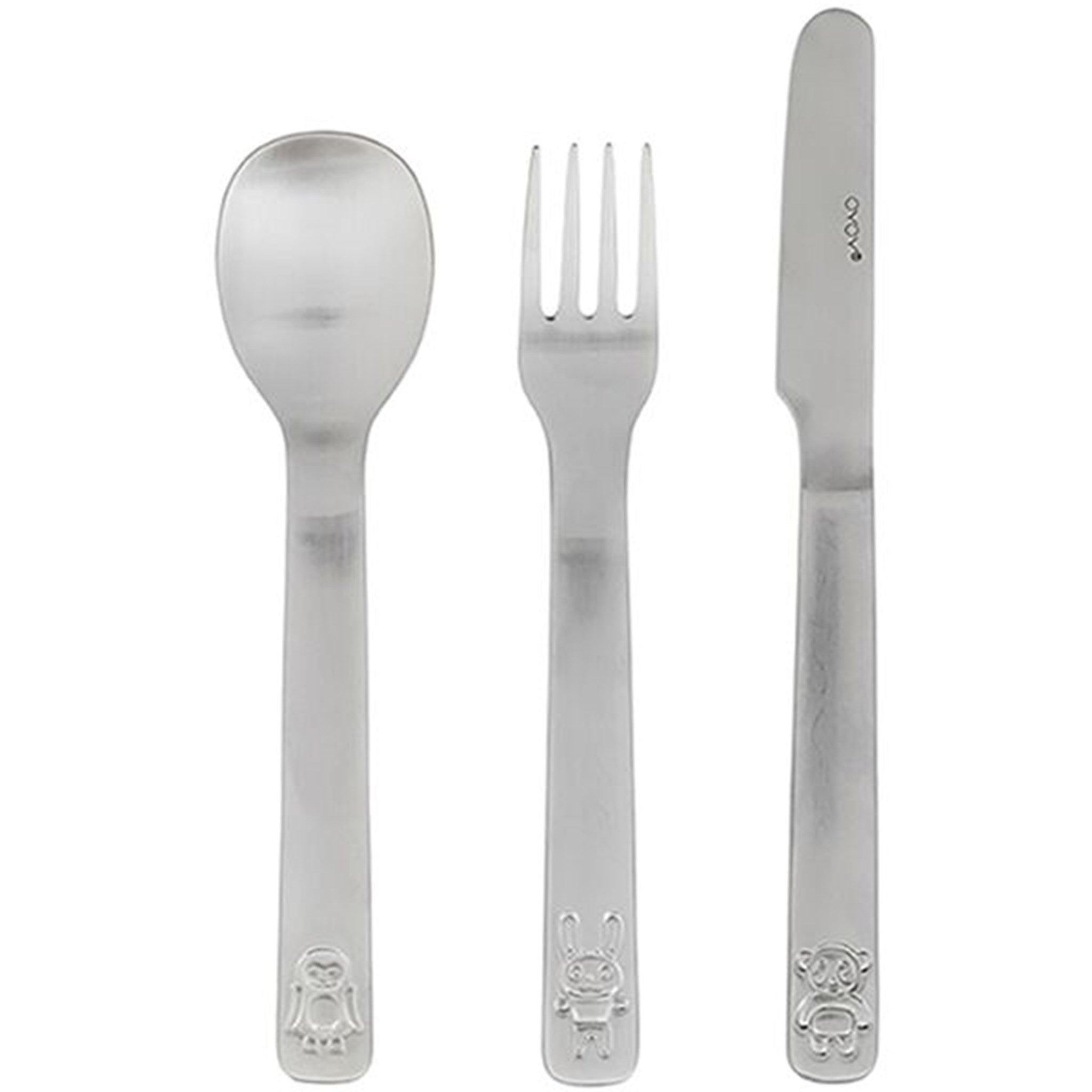 OYOY Cutlery Set We Love Animals 3-pack Brushed Steel