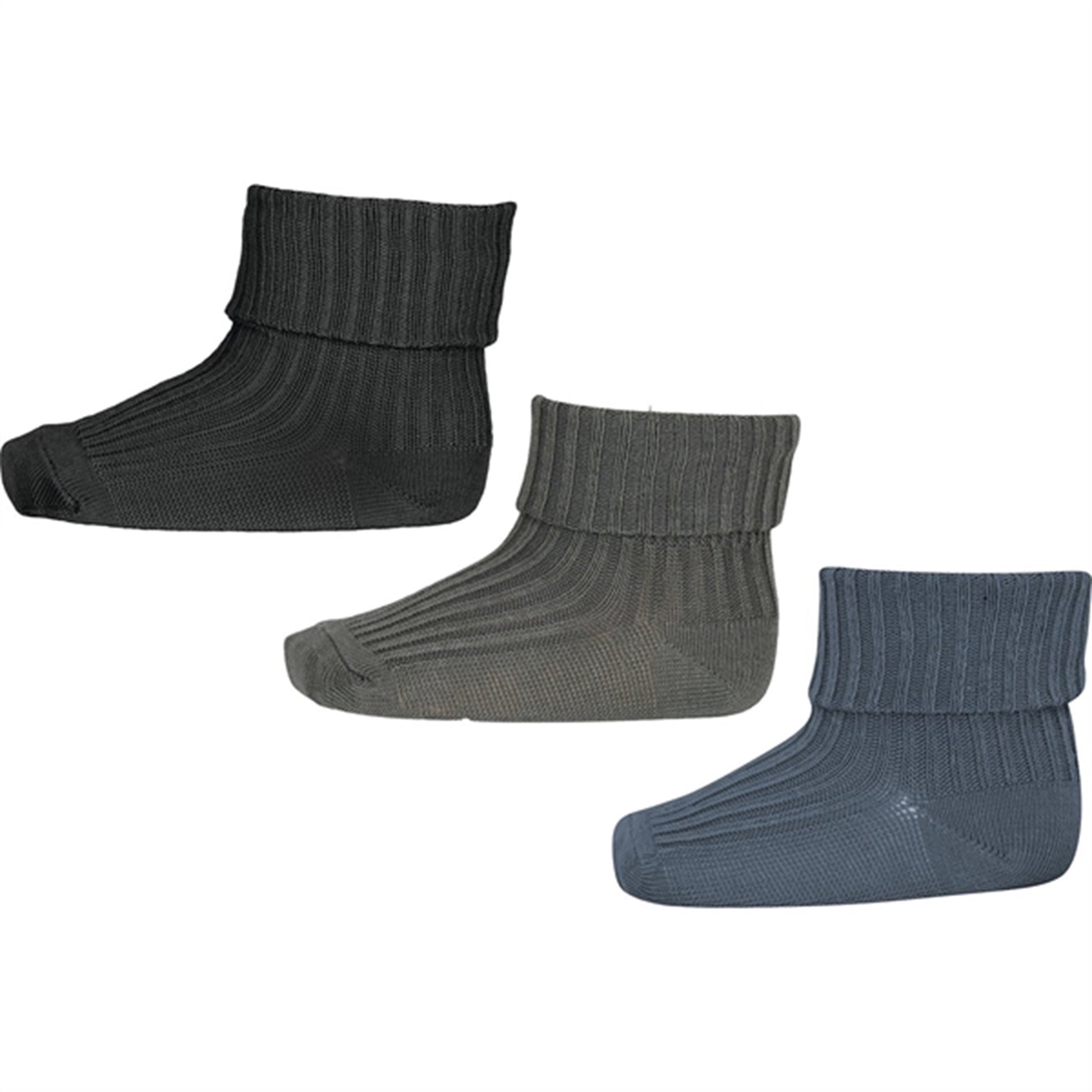 MP 59043 Wool Rib Baby Socks 3-pack Dusty Ivy