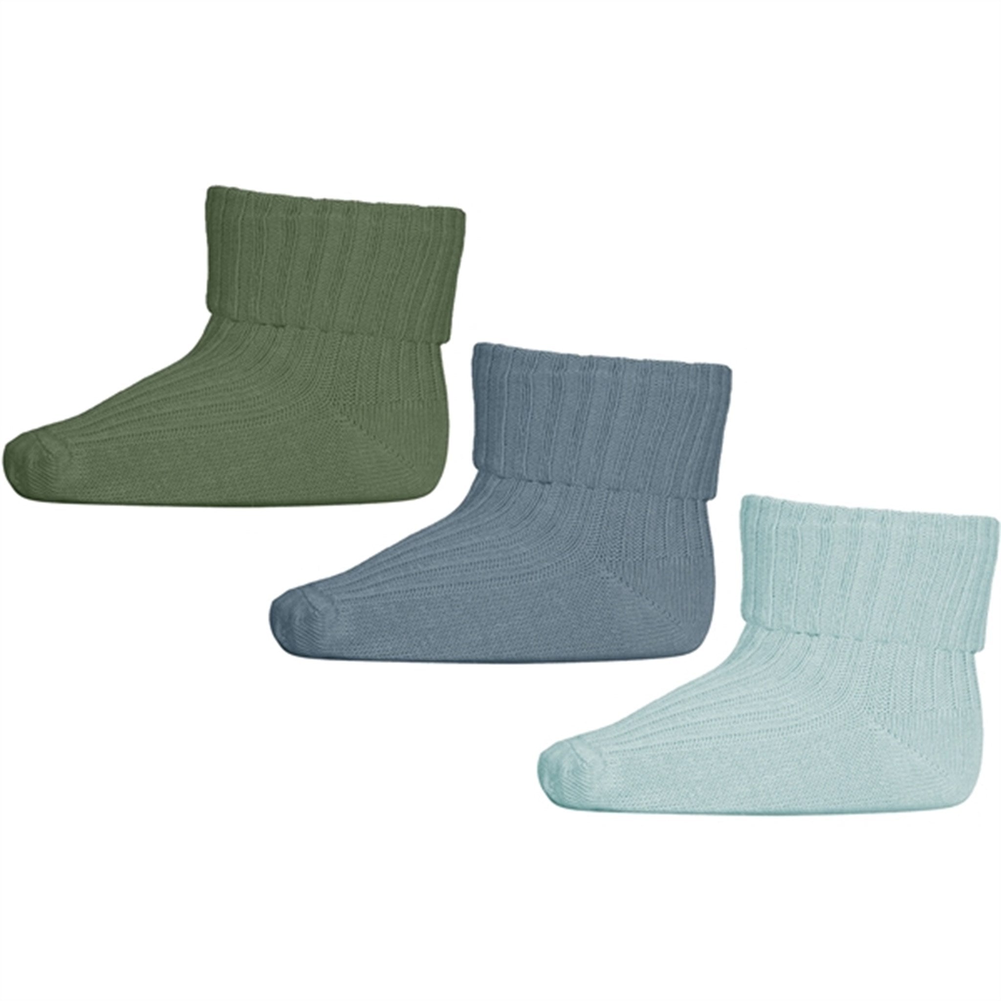 MP Danmark 99030 Cotton Rib Baby Socks 3-pack 1205 Aquamarine