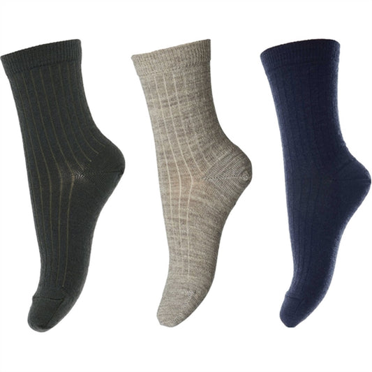 MP 99041 Wool Rib Socks 3-pack Dusty Ivy