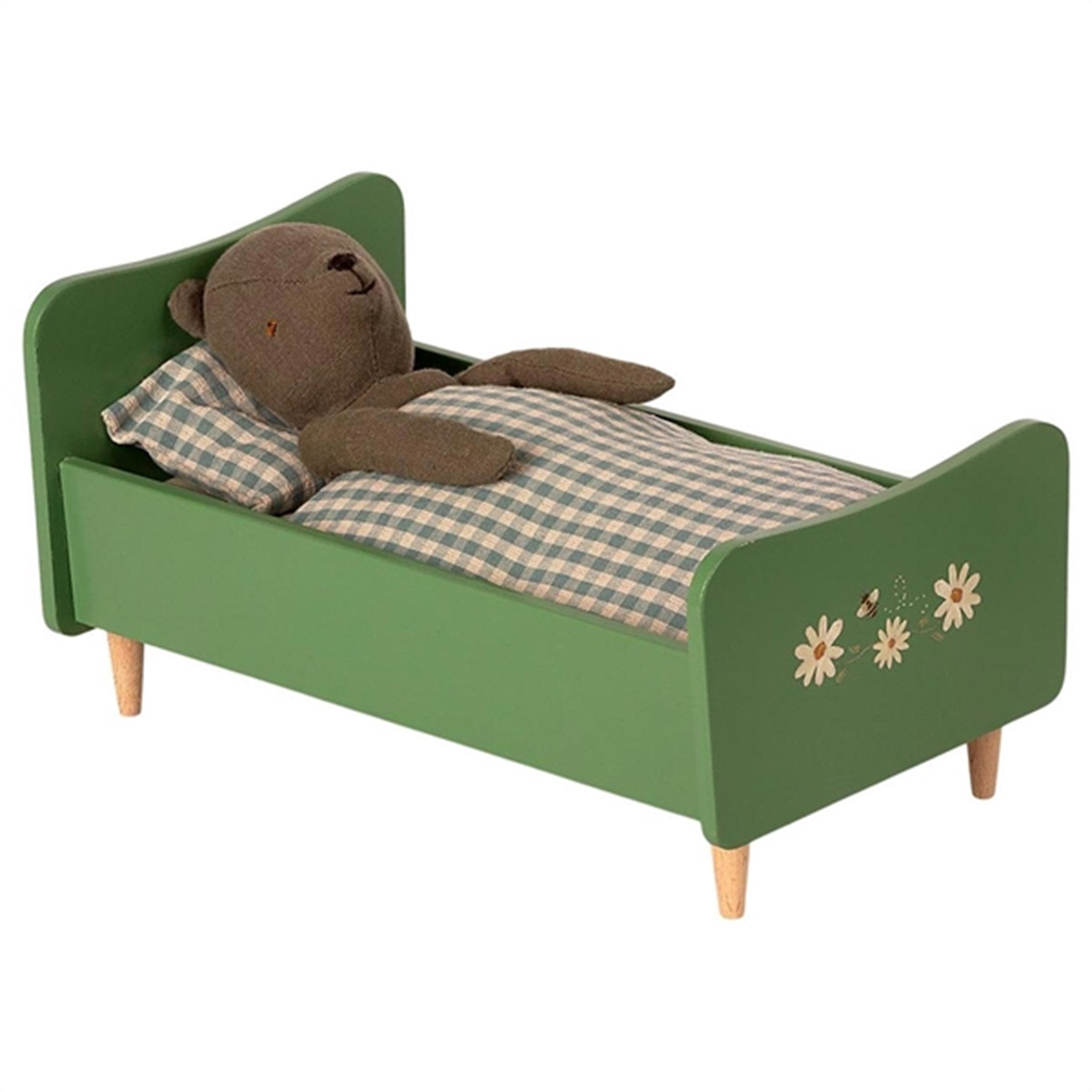 Maileg Miniature Bed Dad Teddy Dusty Green 2