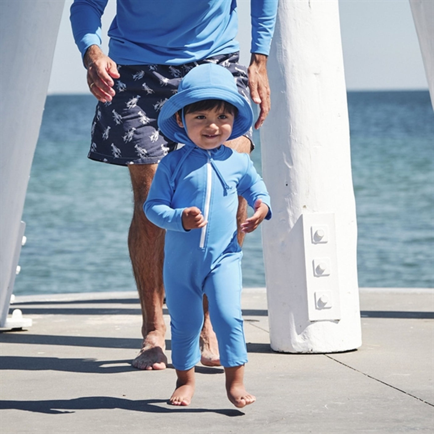 Petit Crabe Azure Lou Onesie with Zipper