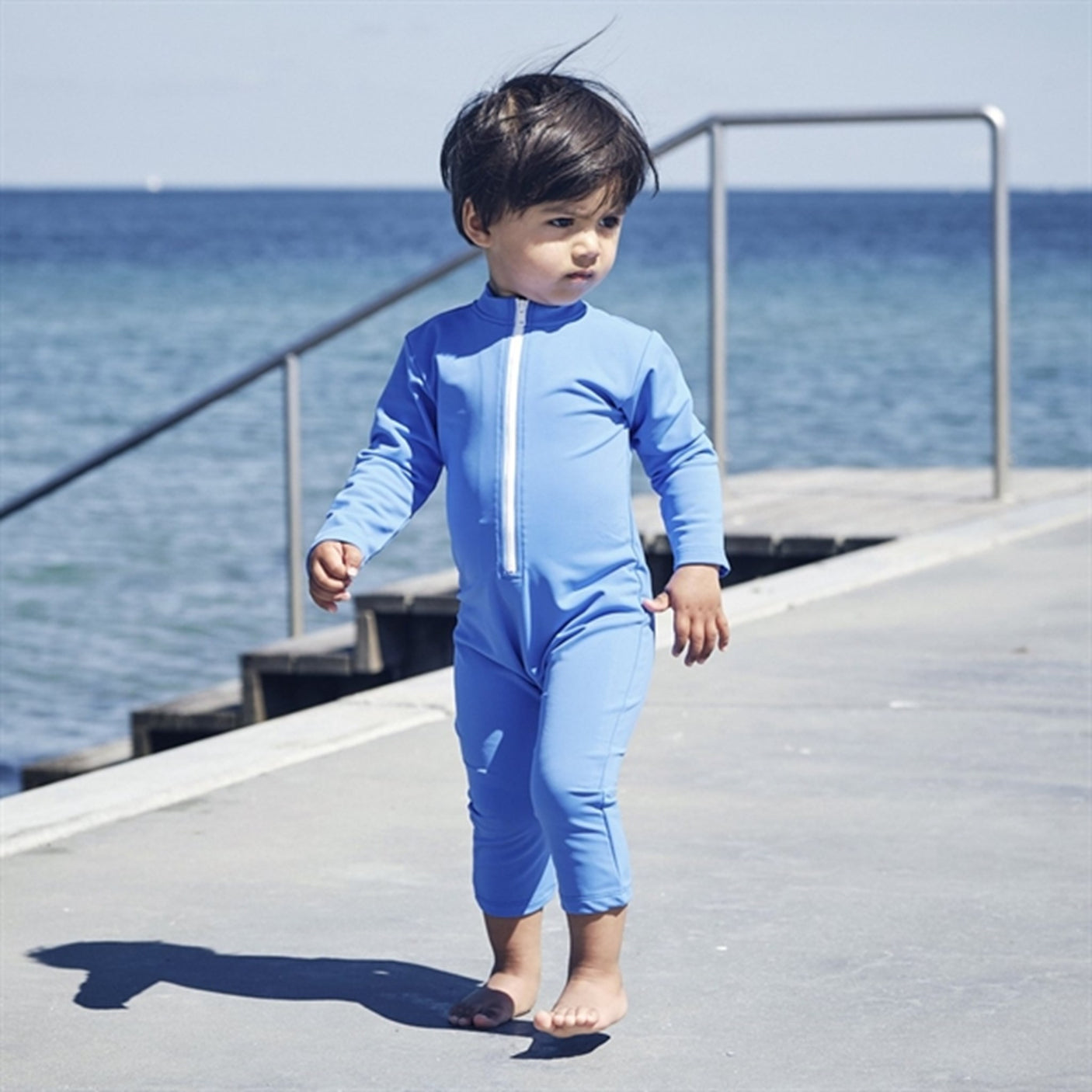 Petit Crabe Azure Lou Onesie with Zipper