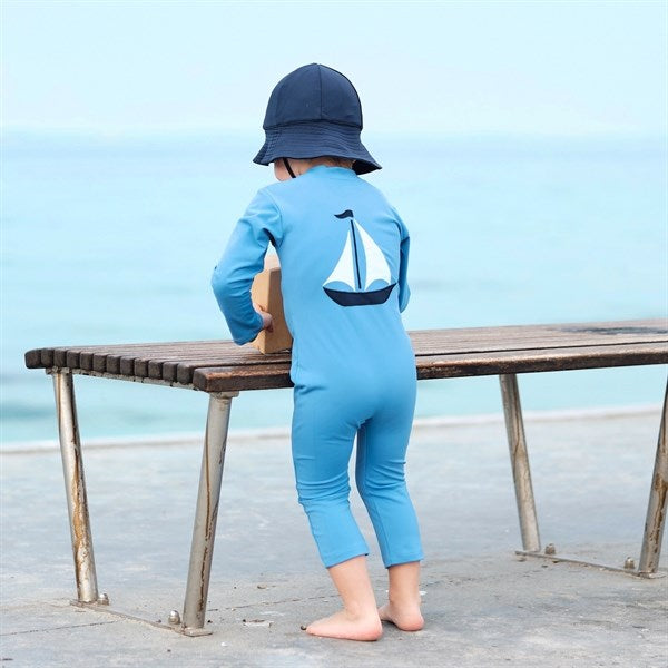 Petit Crabe Cornflower Lou Boat Bodysuit