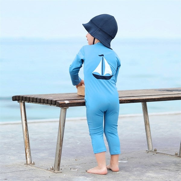 Petit Crabe Cornflower Lou Boat Bodysuit