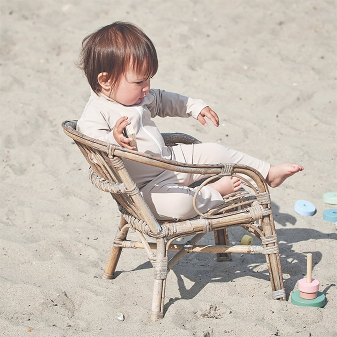 Petit Crabe Latte Lou Onesie with Zipper