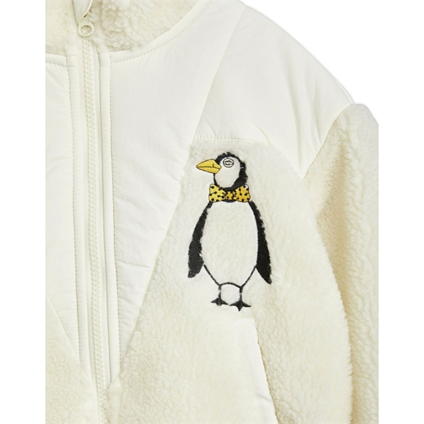 Mini Rodini Penguin Pile Zip Cardigan White