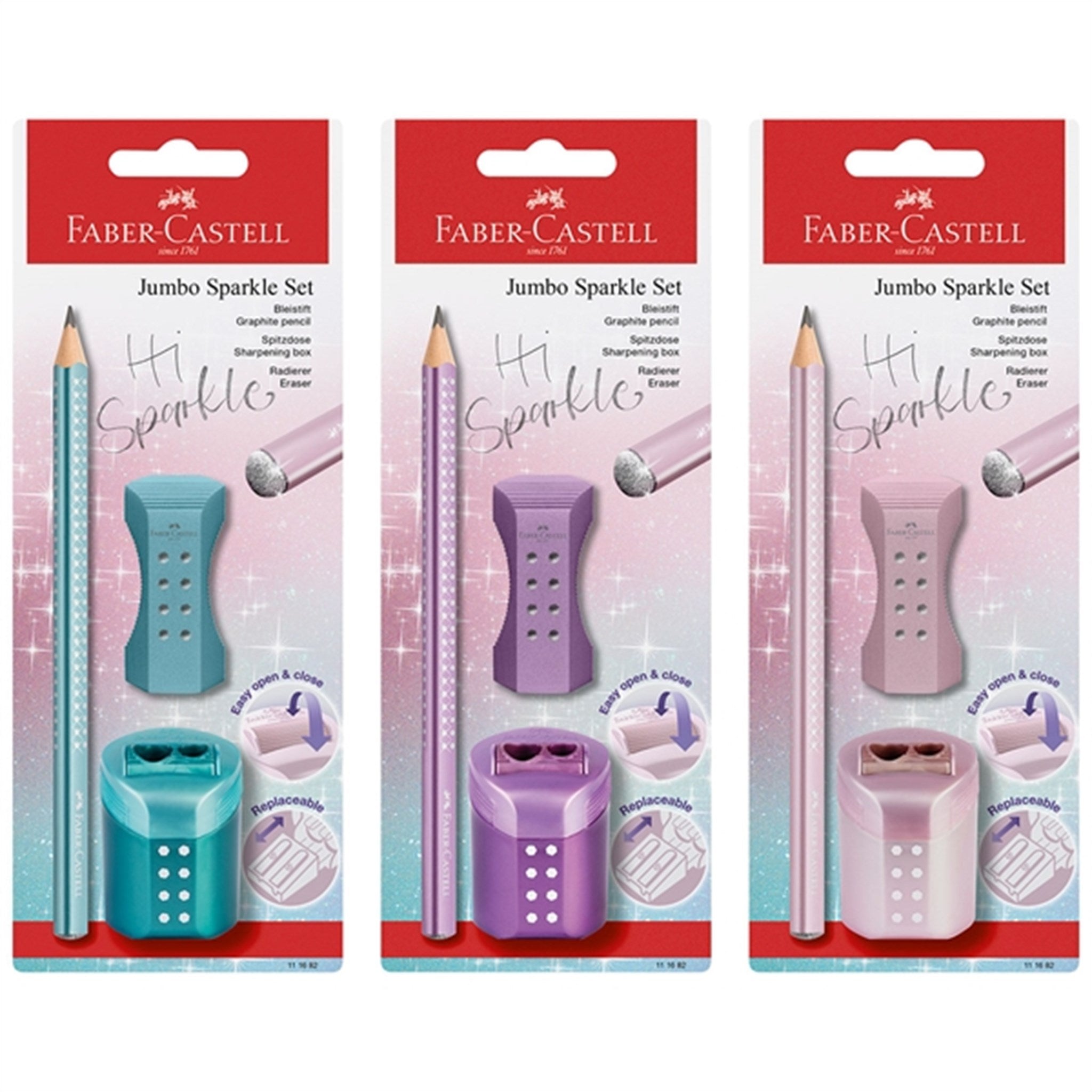 Faber-Castell Sparkle Jumbo Pencil, Eraser, Pencil Sharpener 2