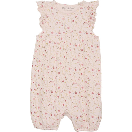 Minymo Pink Dogwood Onesie AOP Rib