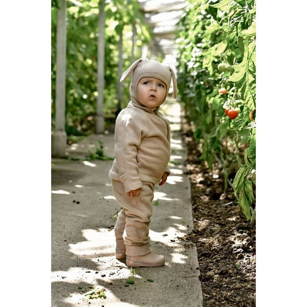 Mikk-Line Cotton Fleece Balaclava with Long Ears Warm Taupe