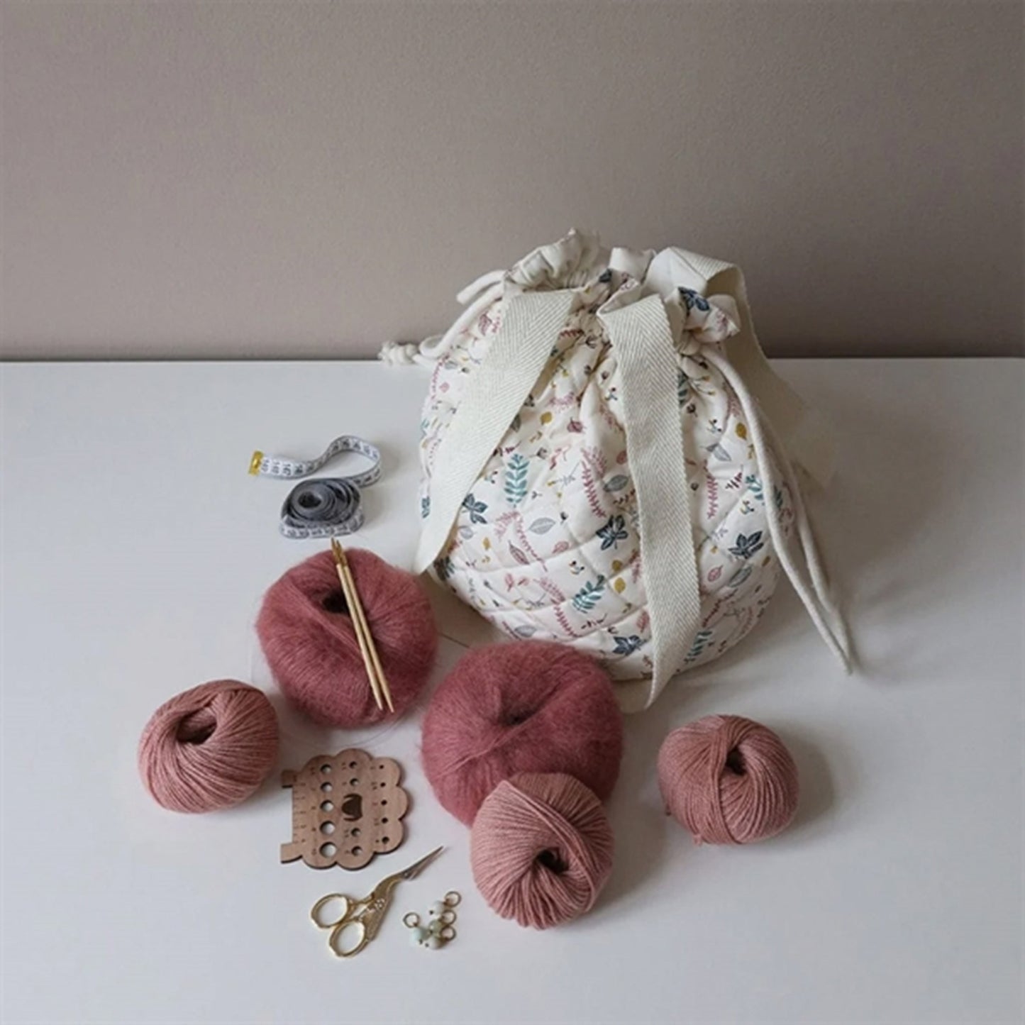 Cam Cam Copenhagen Project Bag Pressed Leaves Rose 3