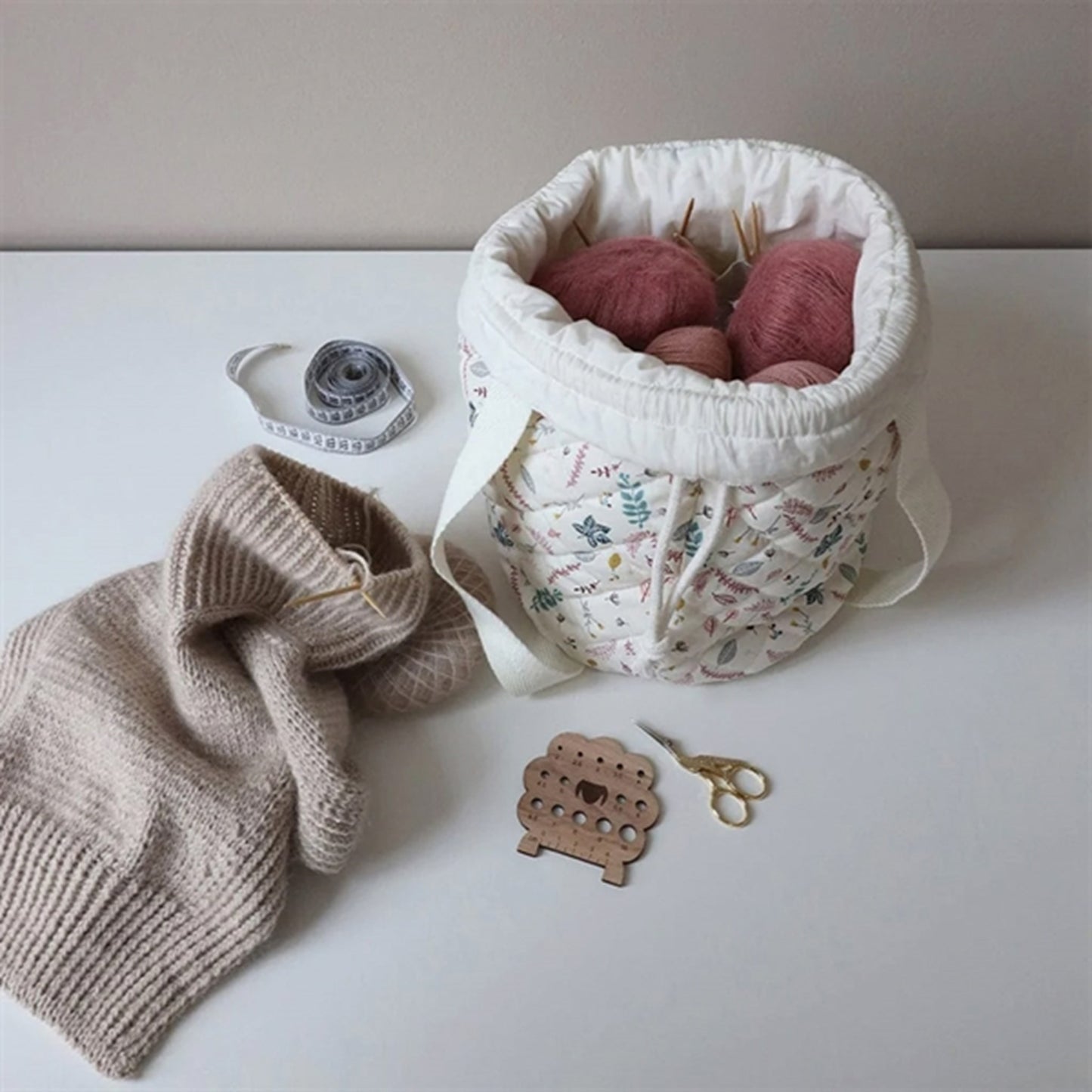 Cam Cam Copenhagen Project Bag Pressed Leaves Rose 4