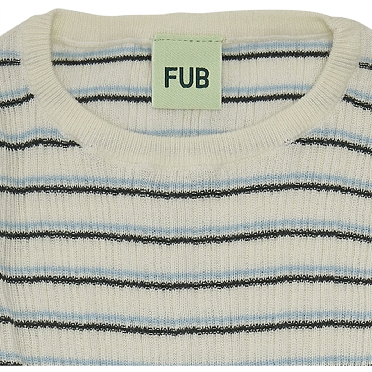 FUB Rib Blouse Ecru/Deep Green/Glacier