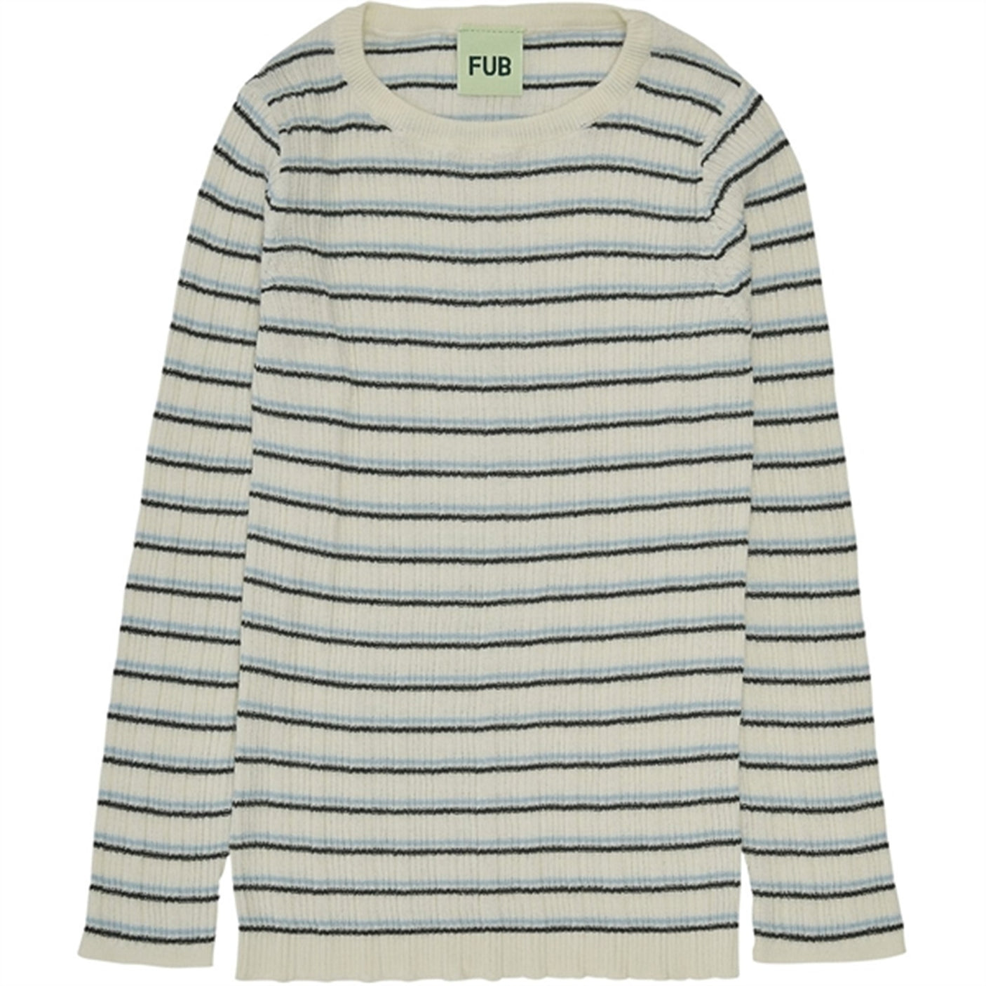 FUB Rib Blouse Ecru/Deep Green/Glacier