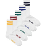 Jack & Jones Junior Rio Red Aventurine Two Stripes Tennis Socks 5-pack