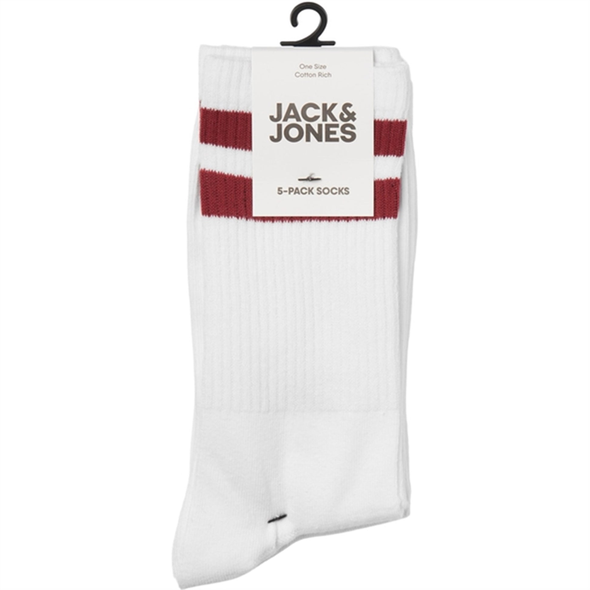 Jack & Jones Junior Rio Red Aventurine Two Stripes Tennis Socks 5-pack