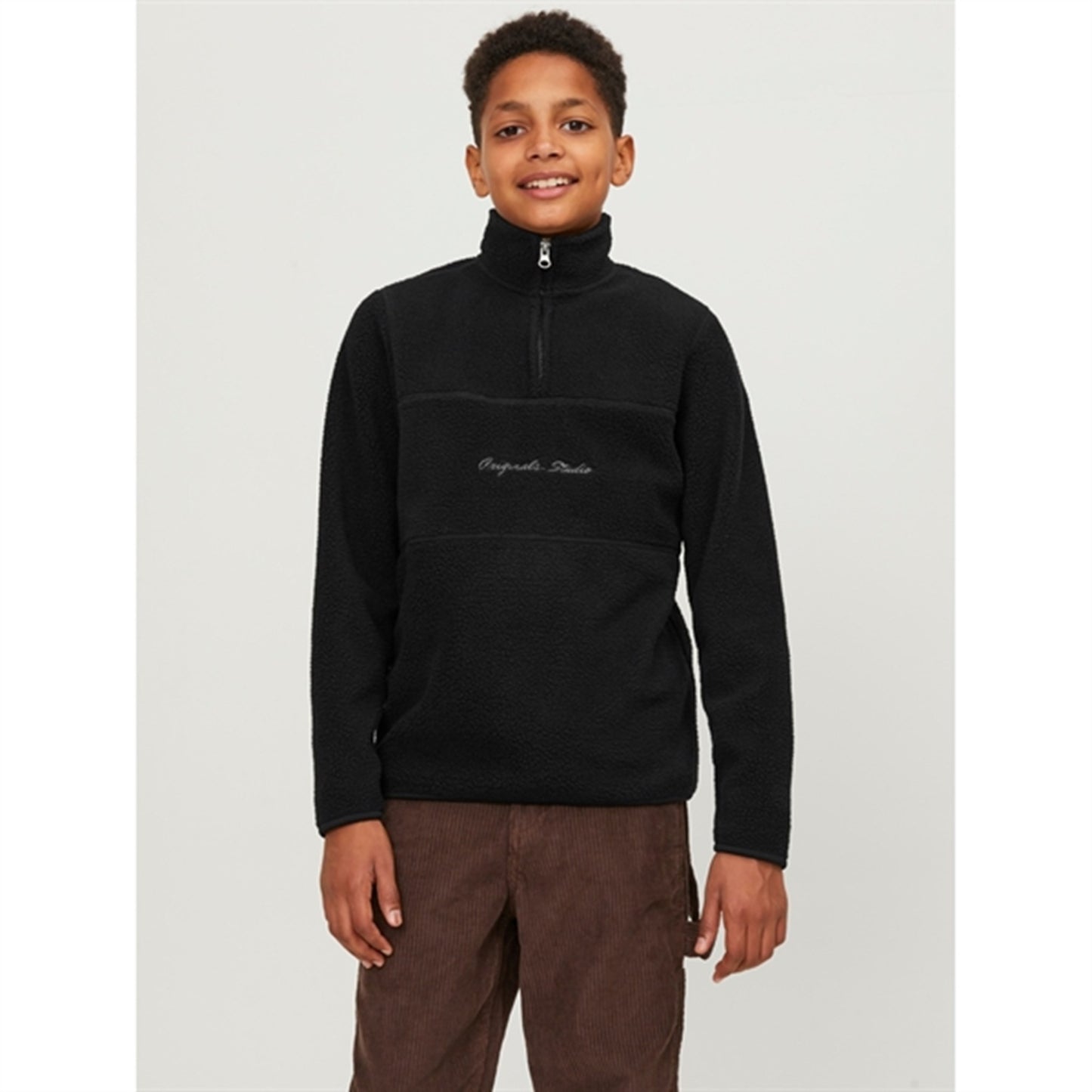 Jack & Jones Junior Black Hays Halfzip Fleece Jacket