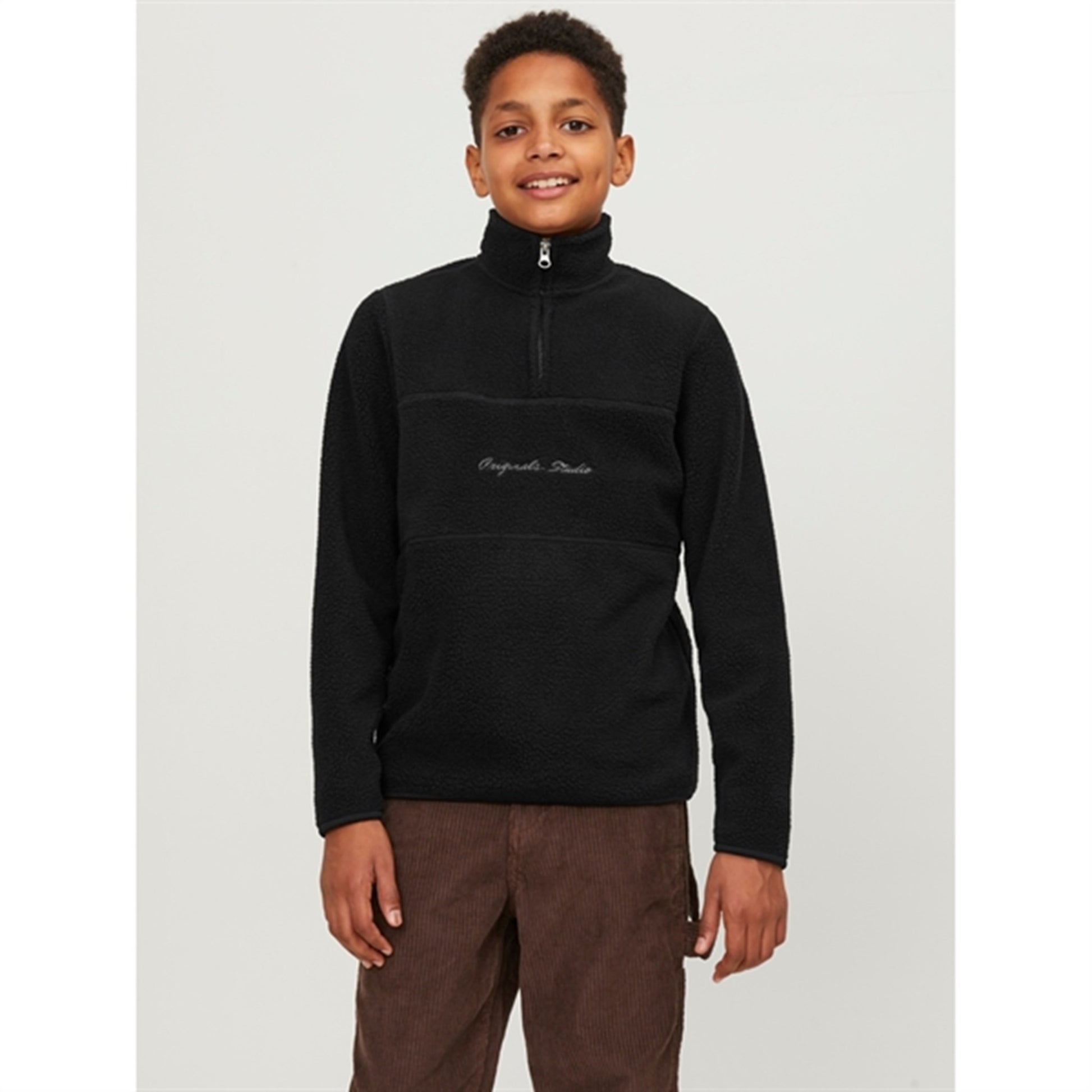 Jack & Jones Junior Black Hays Halfzip Fleece Jacket