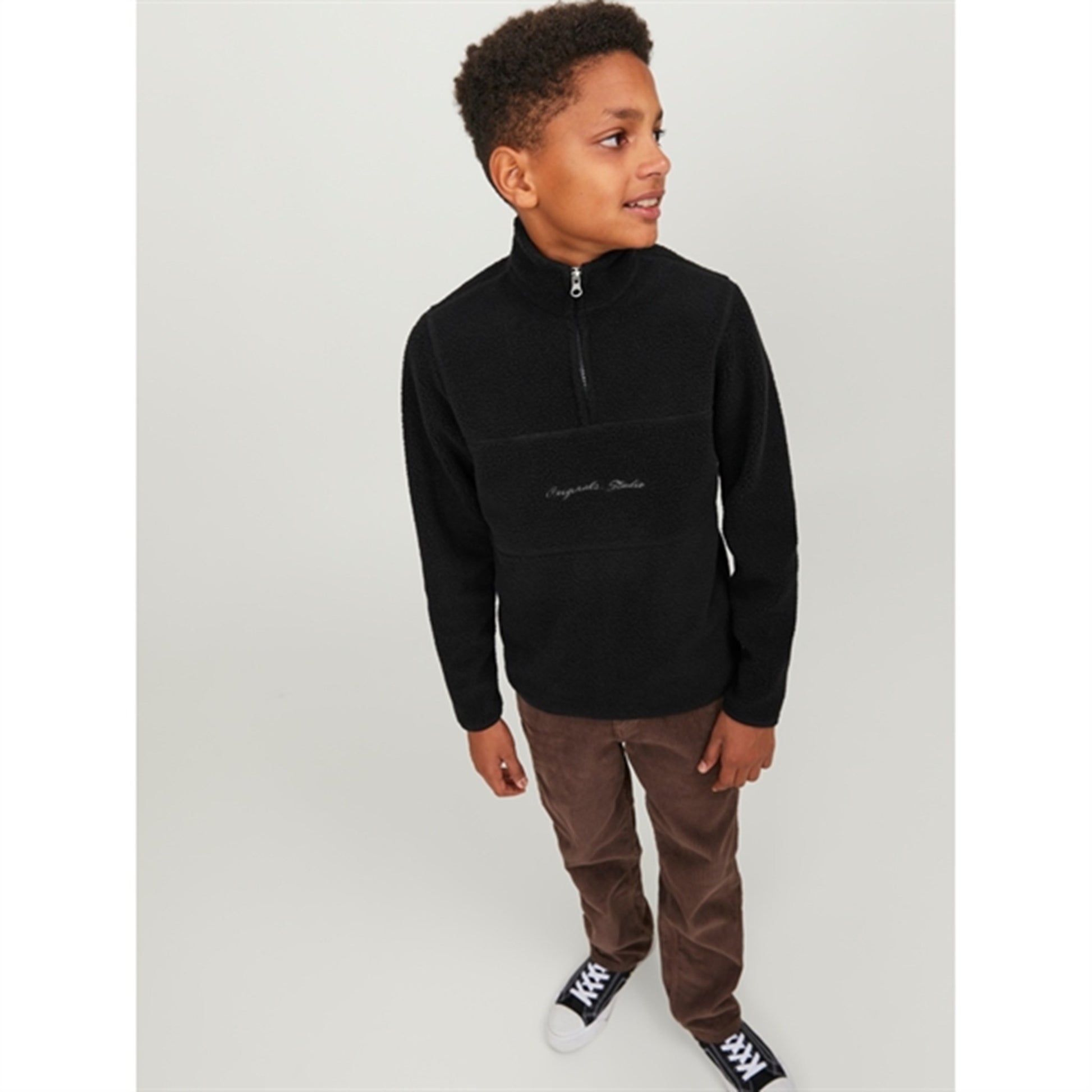 Jack & Jones Junior Black Hays Halfzip Fleece Jacket