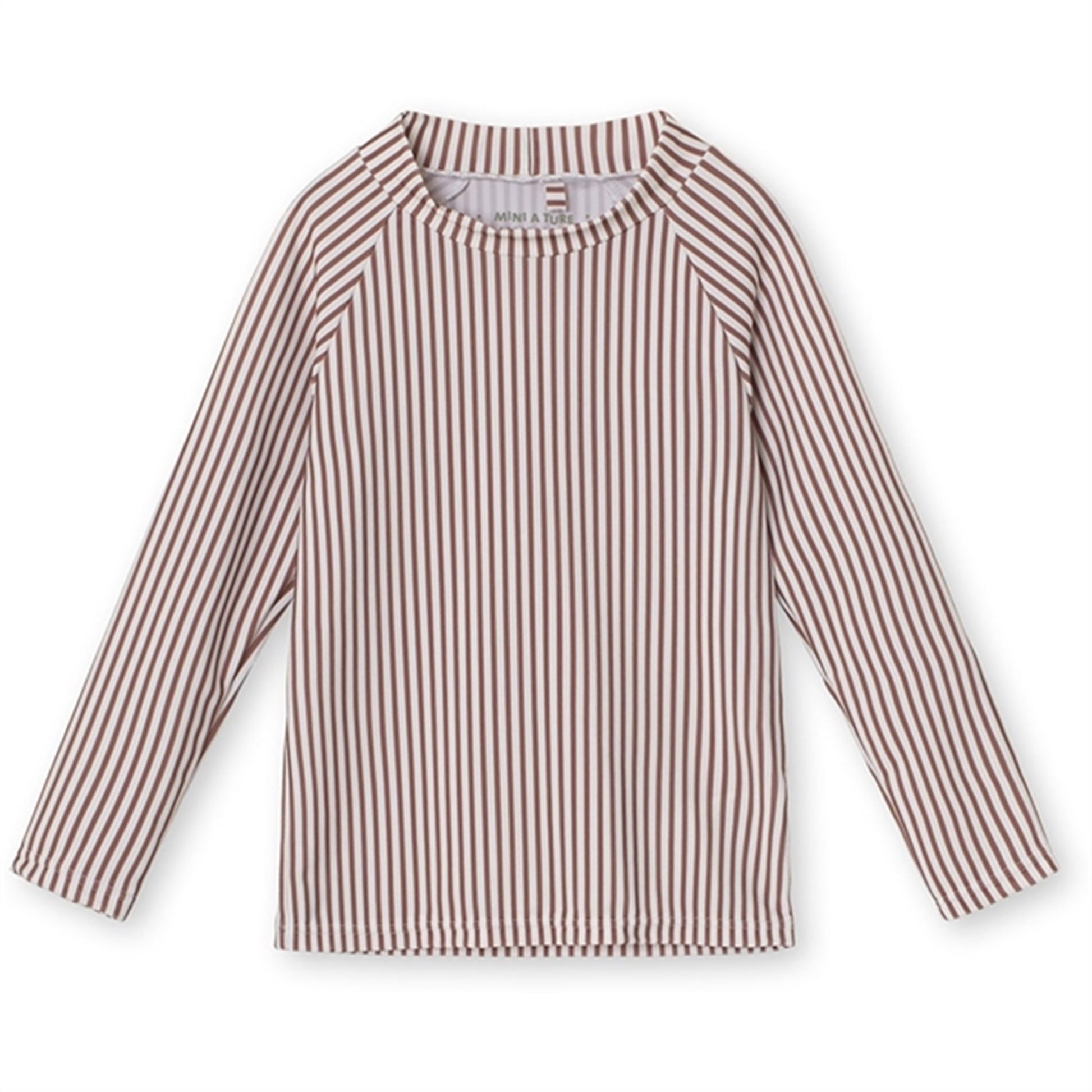 MINI A TURE Gani Printed UV50 Swim Top Acorn Brown Stripes