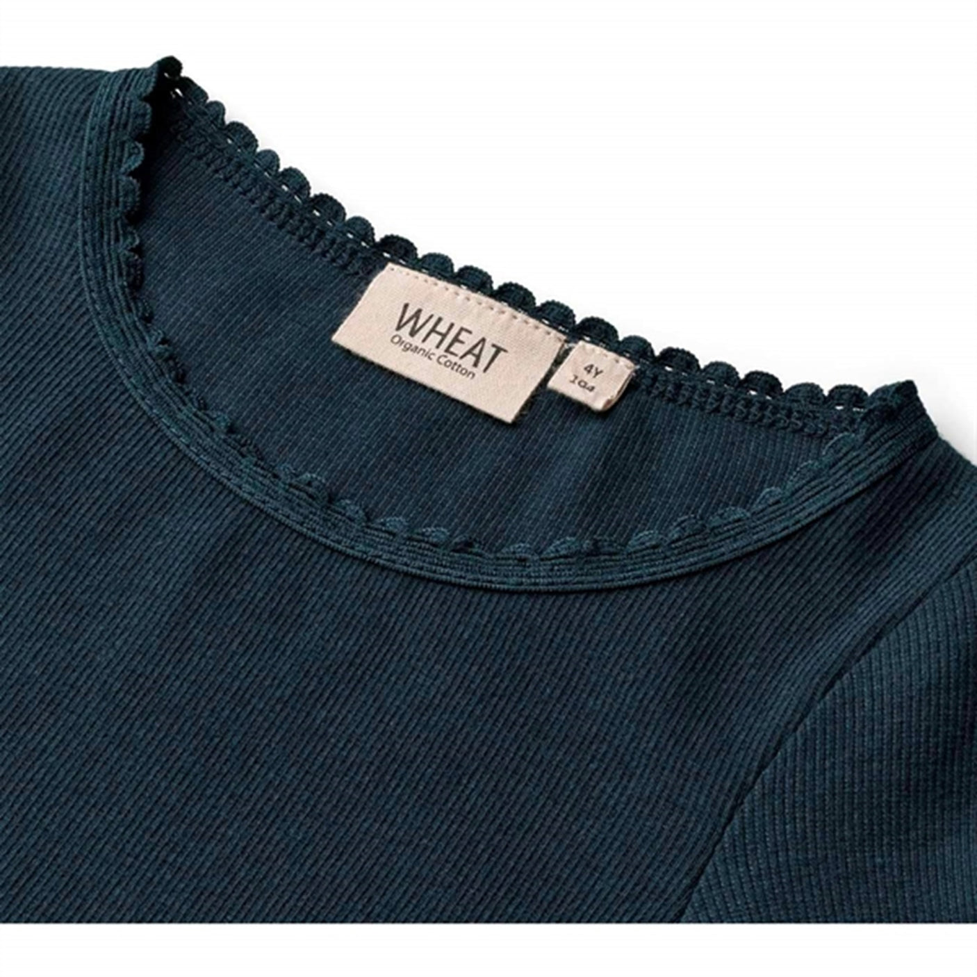 Wheat Navy Rib Lace Blouse