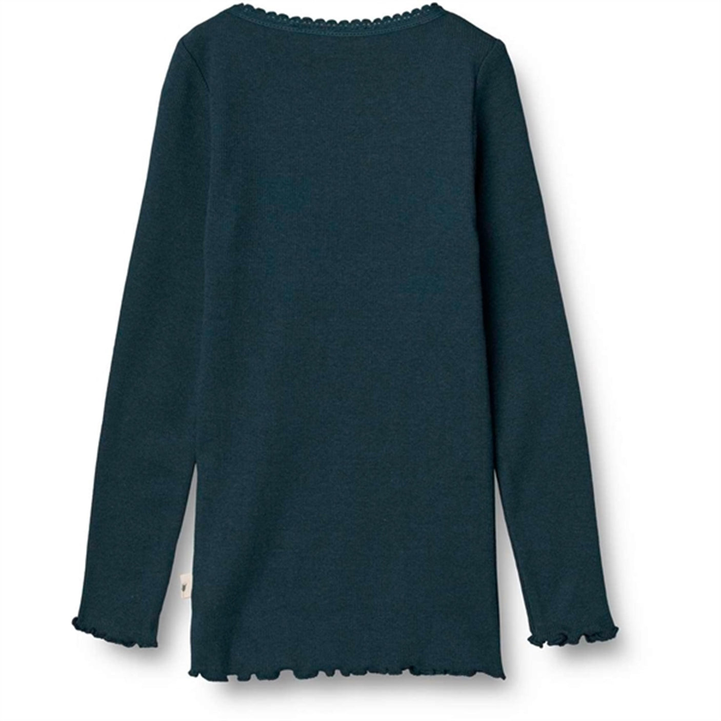 Wheat Navy Rib Lace Blouse