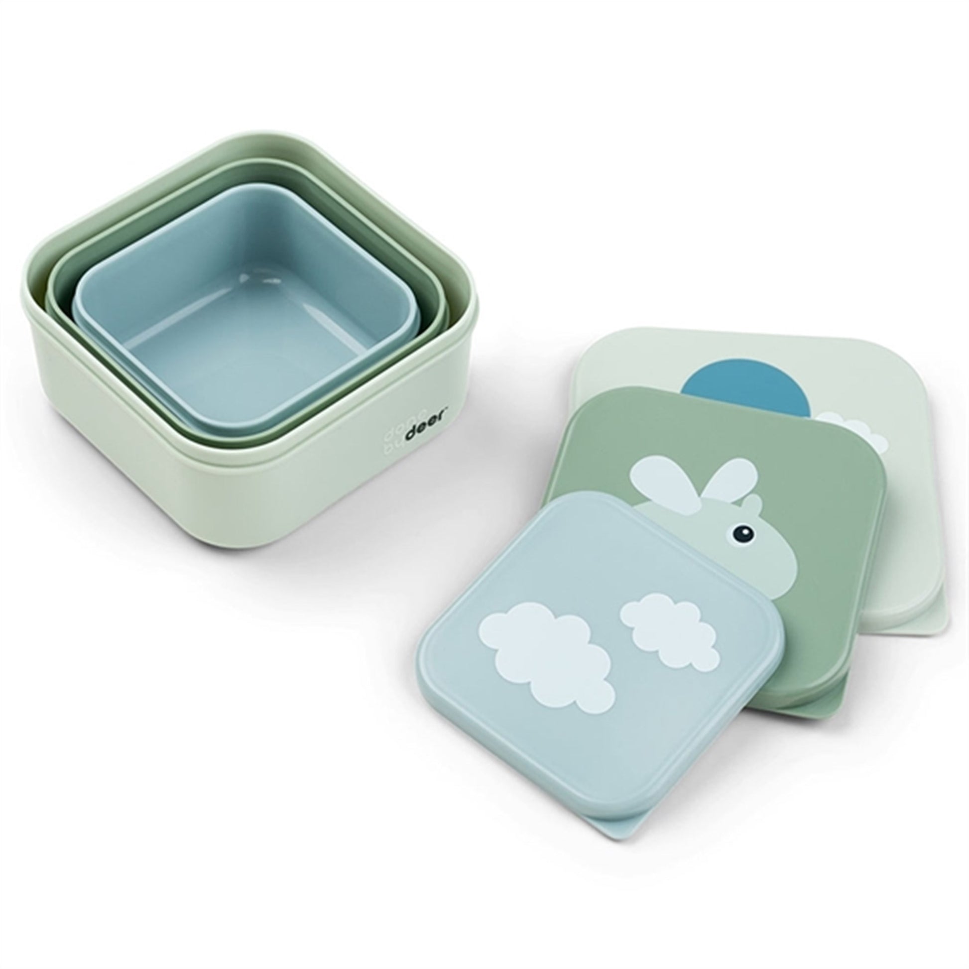 Done by Deer Snack Box Set 3-pack Happy Clouds Green