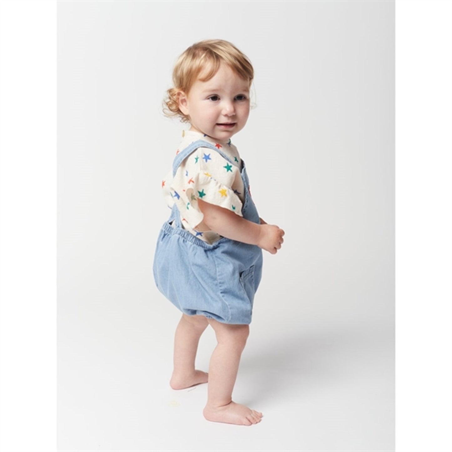 Bobo Choses Offwhite Multicolor Stars All Over Ruffle T-Shirt