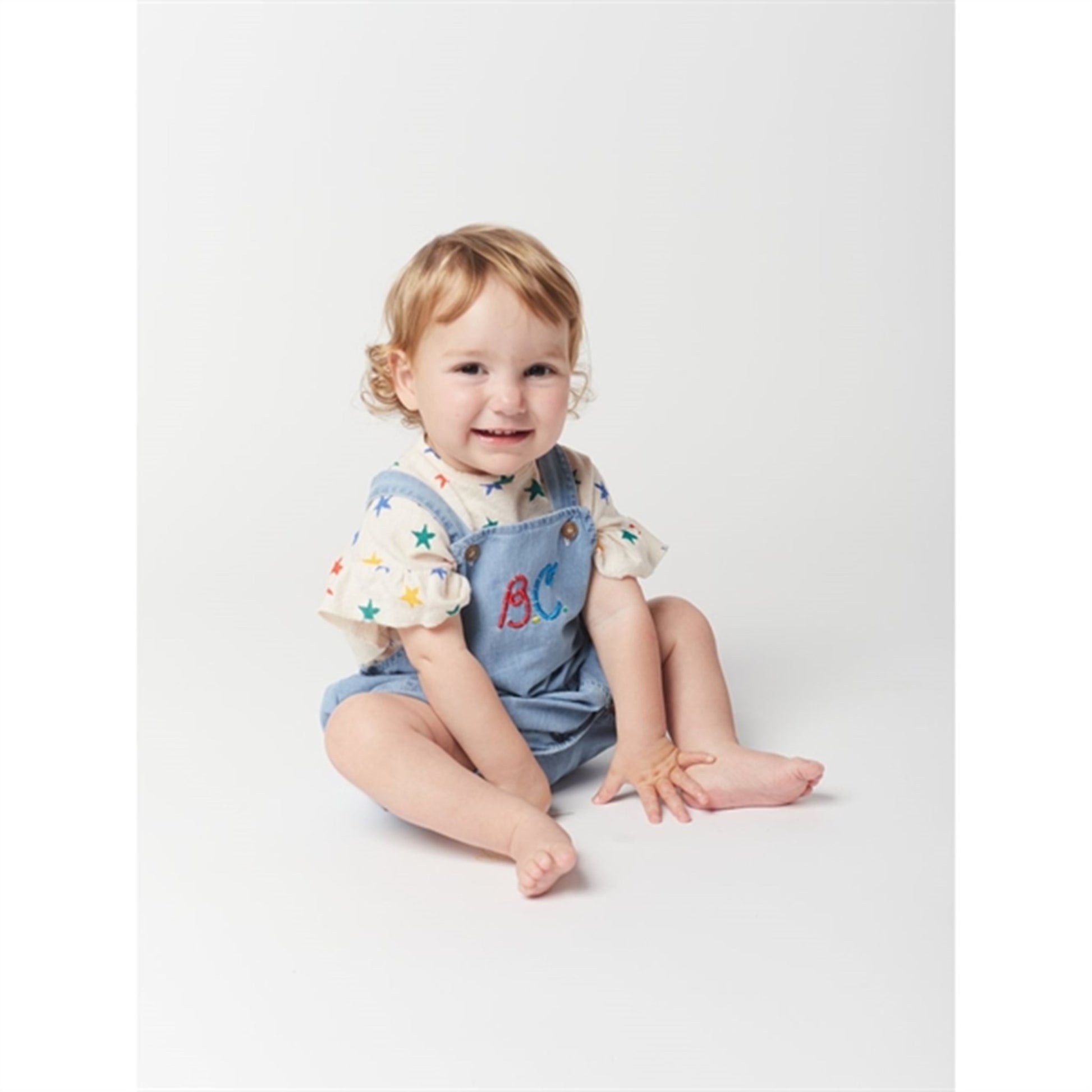 Bobo Choses Offwhite Multicolor Stars All Over Ruffle T-Shirt