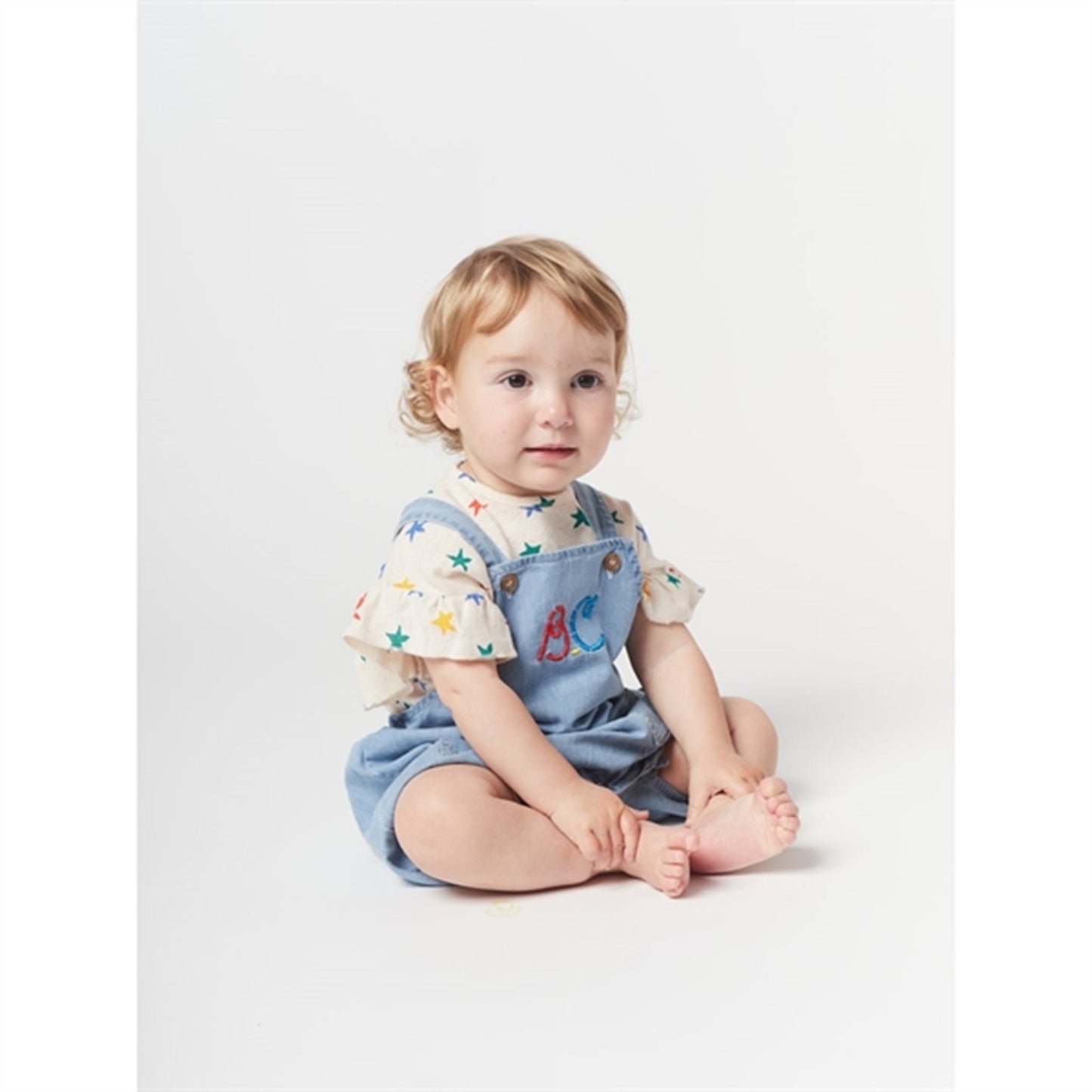 Bobo Choses Offwhite Multicolor Stars All Over Ruffle T-Shirt