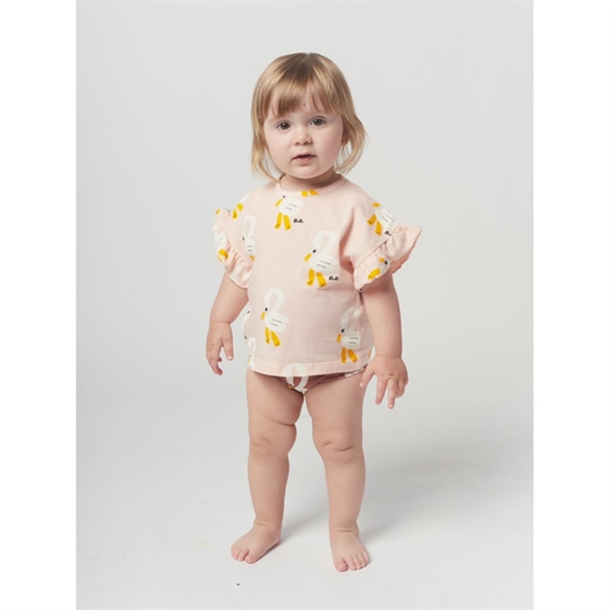 Bobo Choses Light Pink Pelican All Over Ruffle T-Shirt