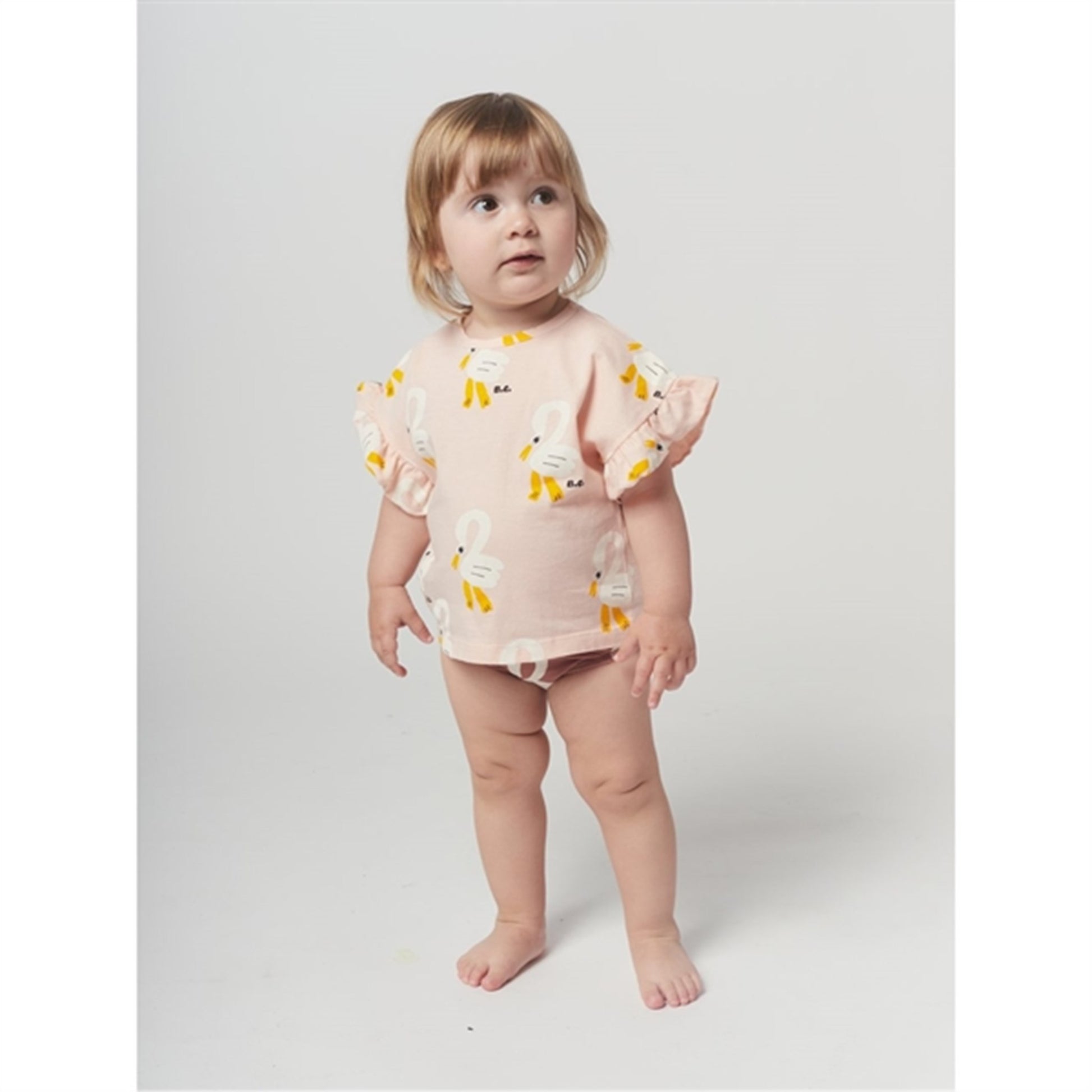 Bobo Choses Light Pink Pelican All Over Ruffle T-Shirt
