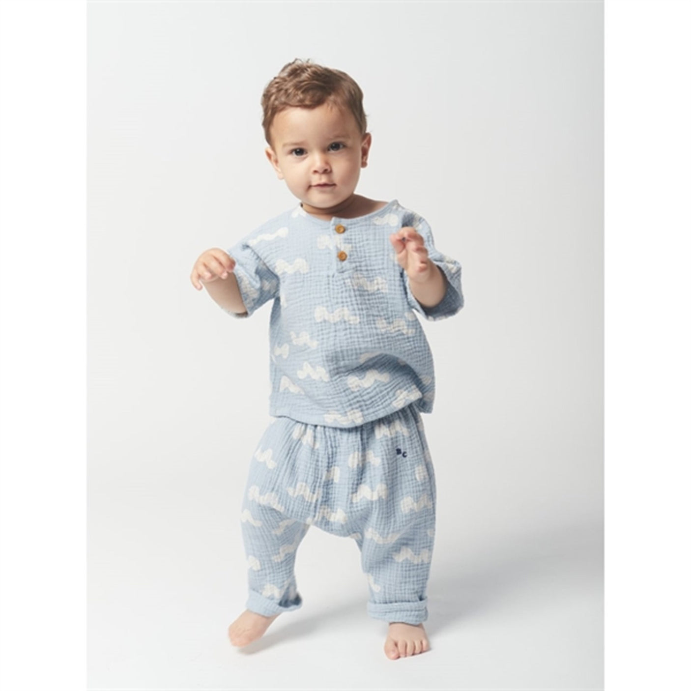 Bobo Choses Light Blue Waves All Over T-Shirt