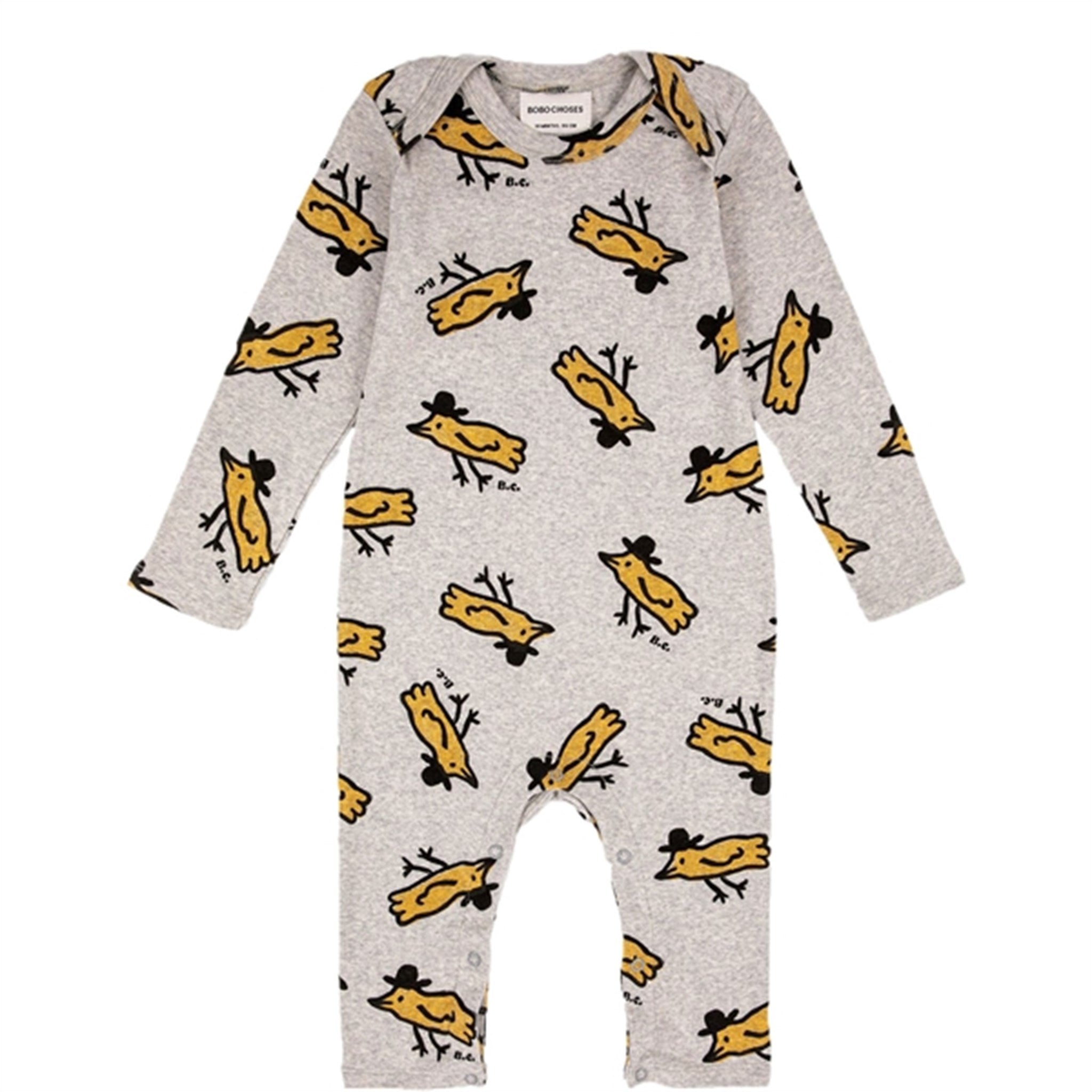 Bobo Choses Light Grey Mr Birdie All Over Overall