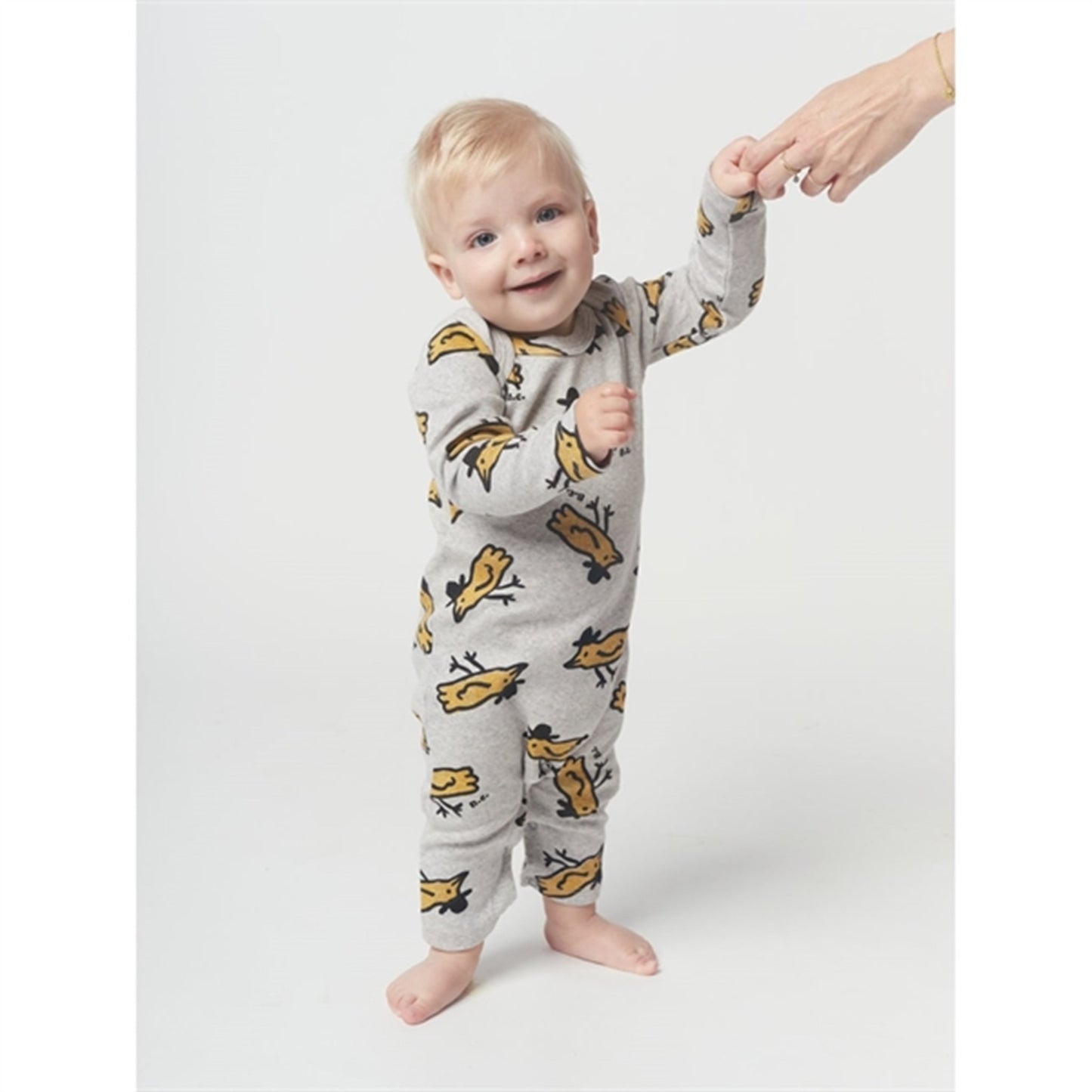 Bobo Choses Light Grey Mr Birdie All Over Overall